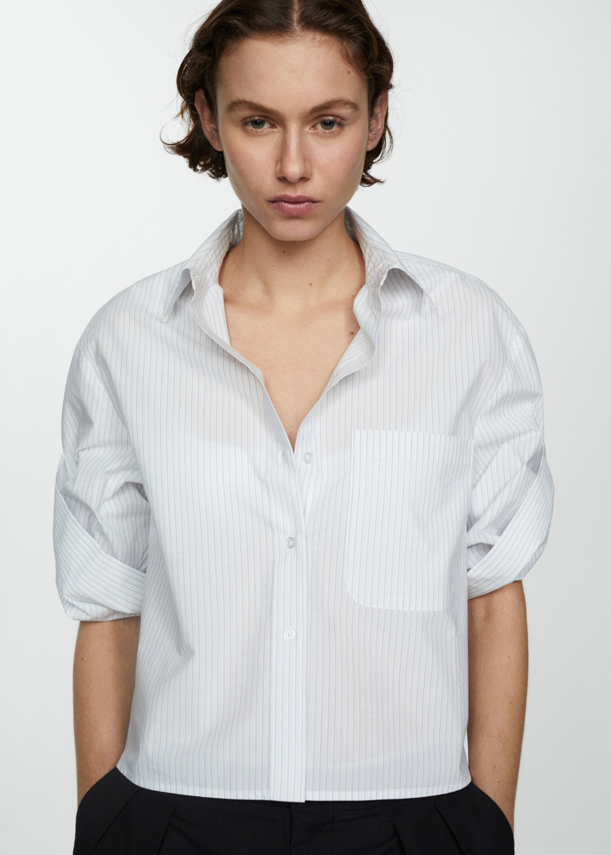 Chemise 100 % coton rayures - Plan moyen