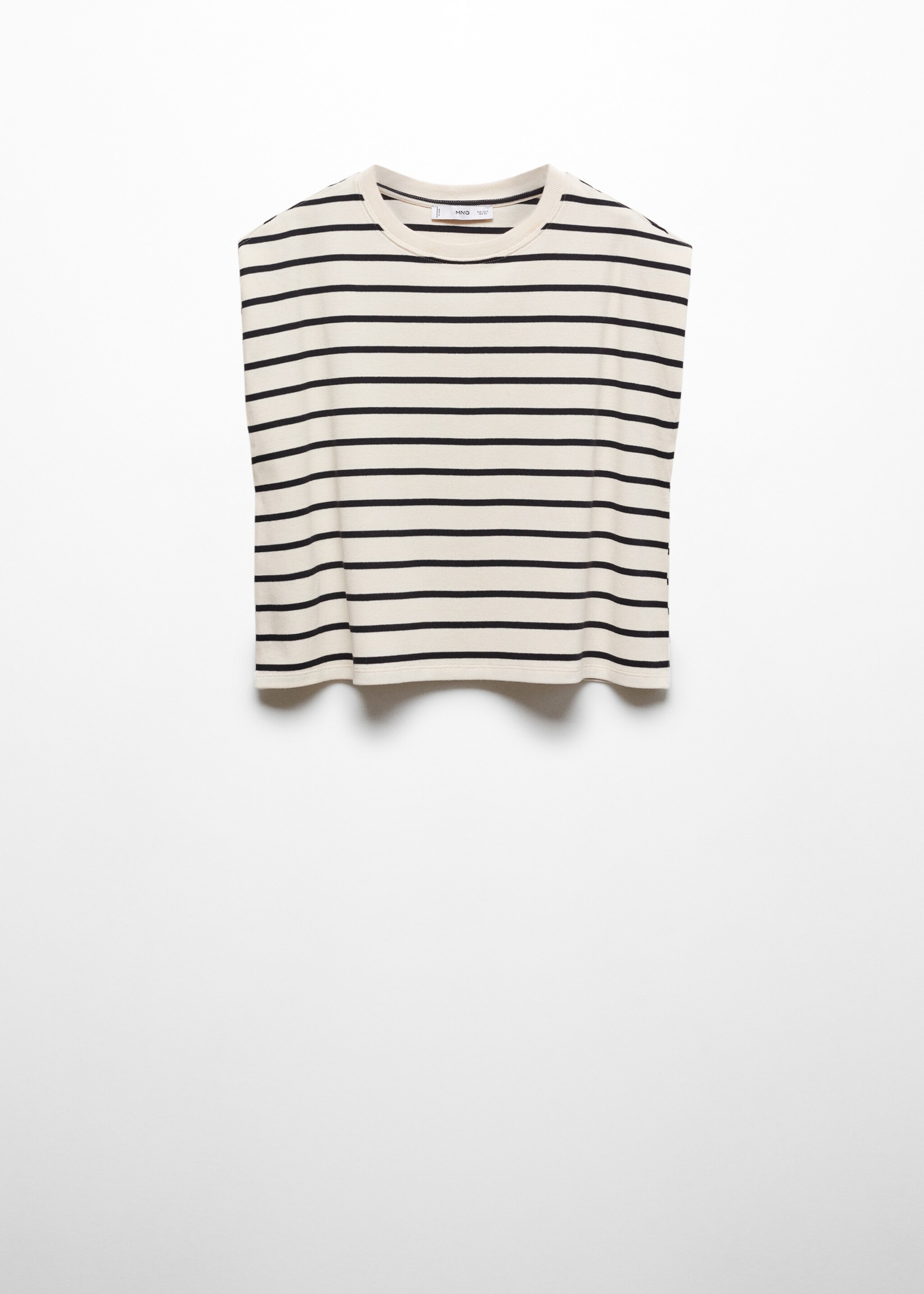 Shoulder pad stripped t-shirt - Article without model, Ecru. Ref: 67007137-00.