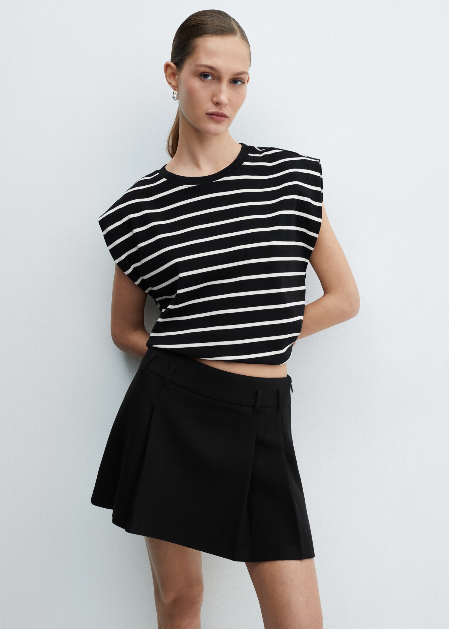 Shoulder pad stripped t-shirt - Medium plane