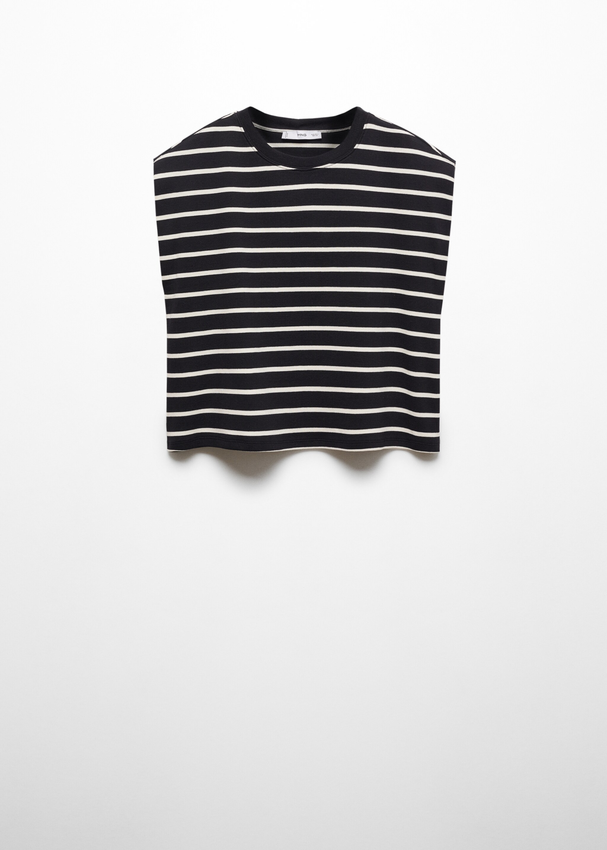 Shoulder pad stripped t-shirt - Article without model, Black. Ref: 67007137-00.