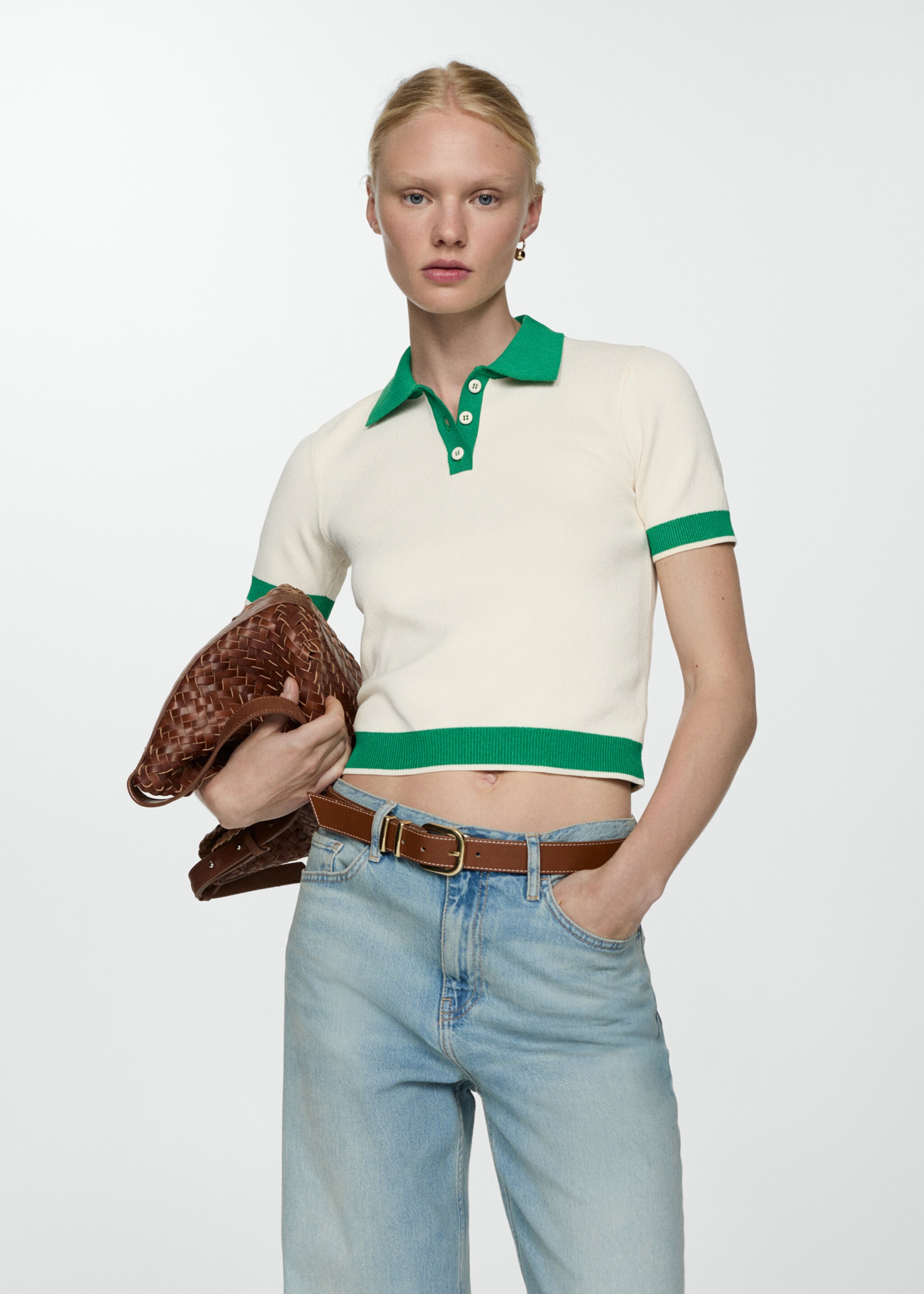 Pull-over maille col polo - Plan moyen