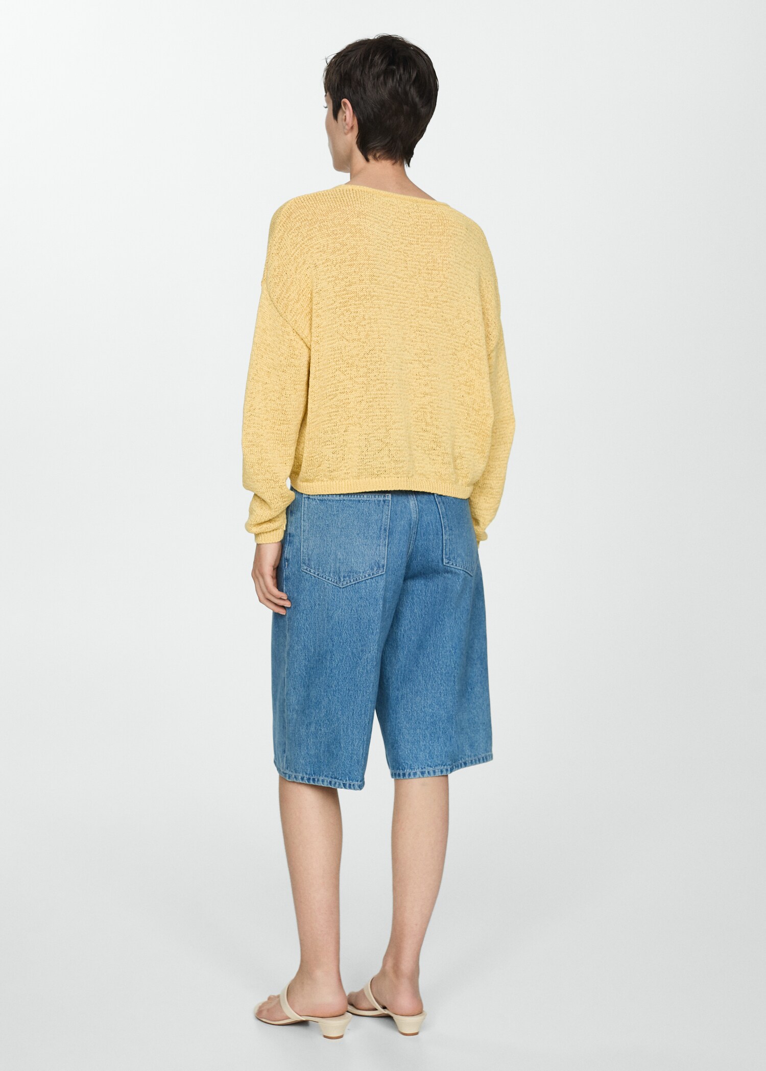 Pull-over maille fine col V - Verso de l’article