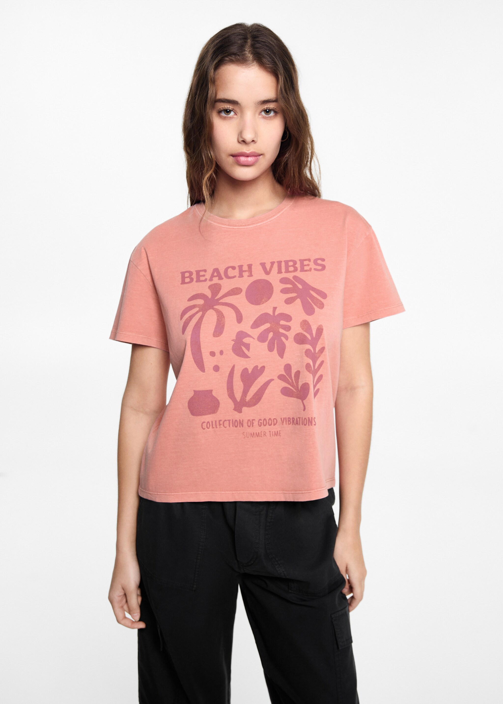T-shirt coton imprimé - Plan moyen, Fraise. Ref: 67007731-00.