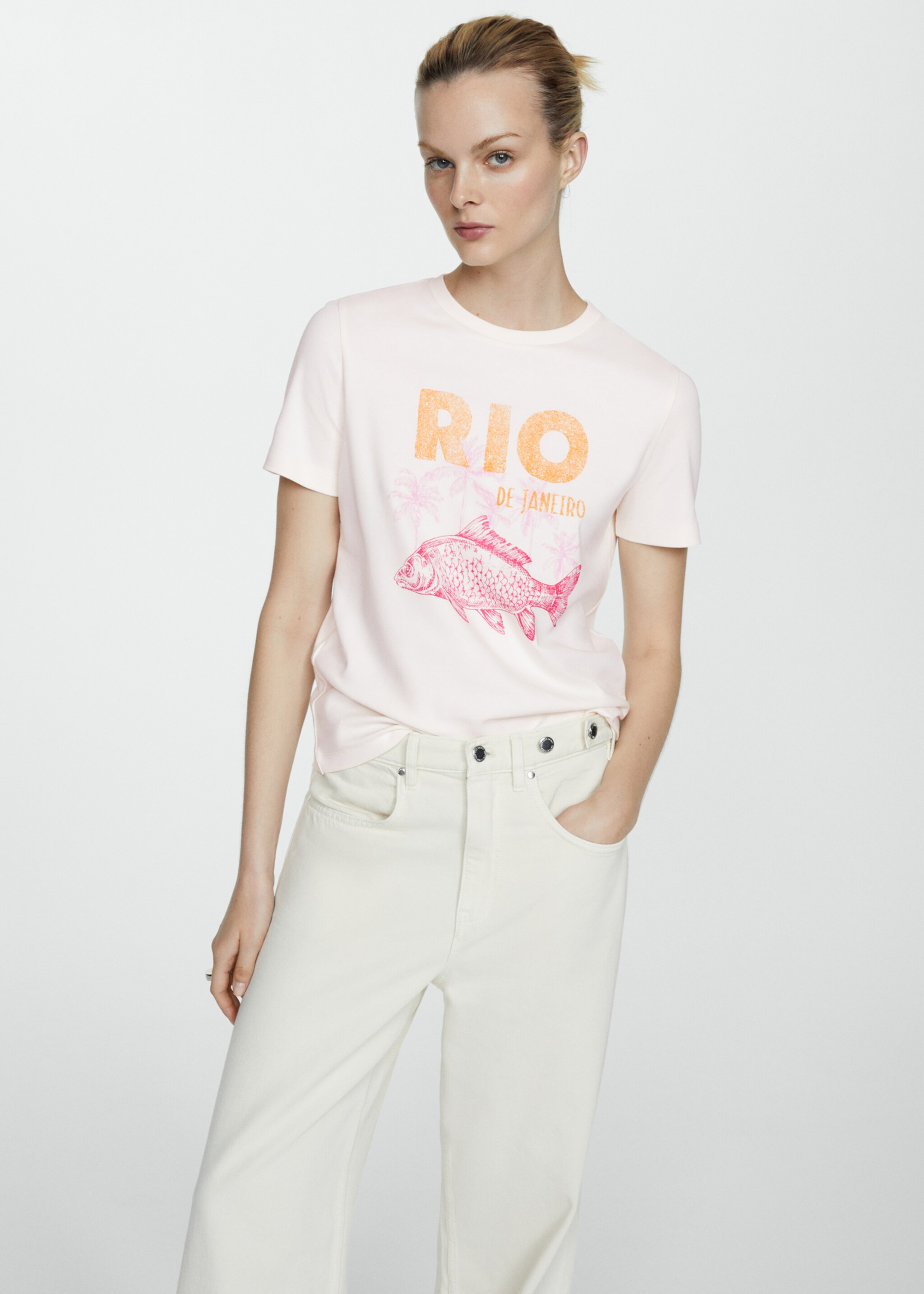 100% cotton t-shirt with printed message - Medium plane
