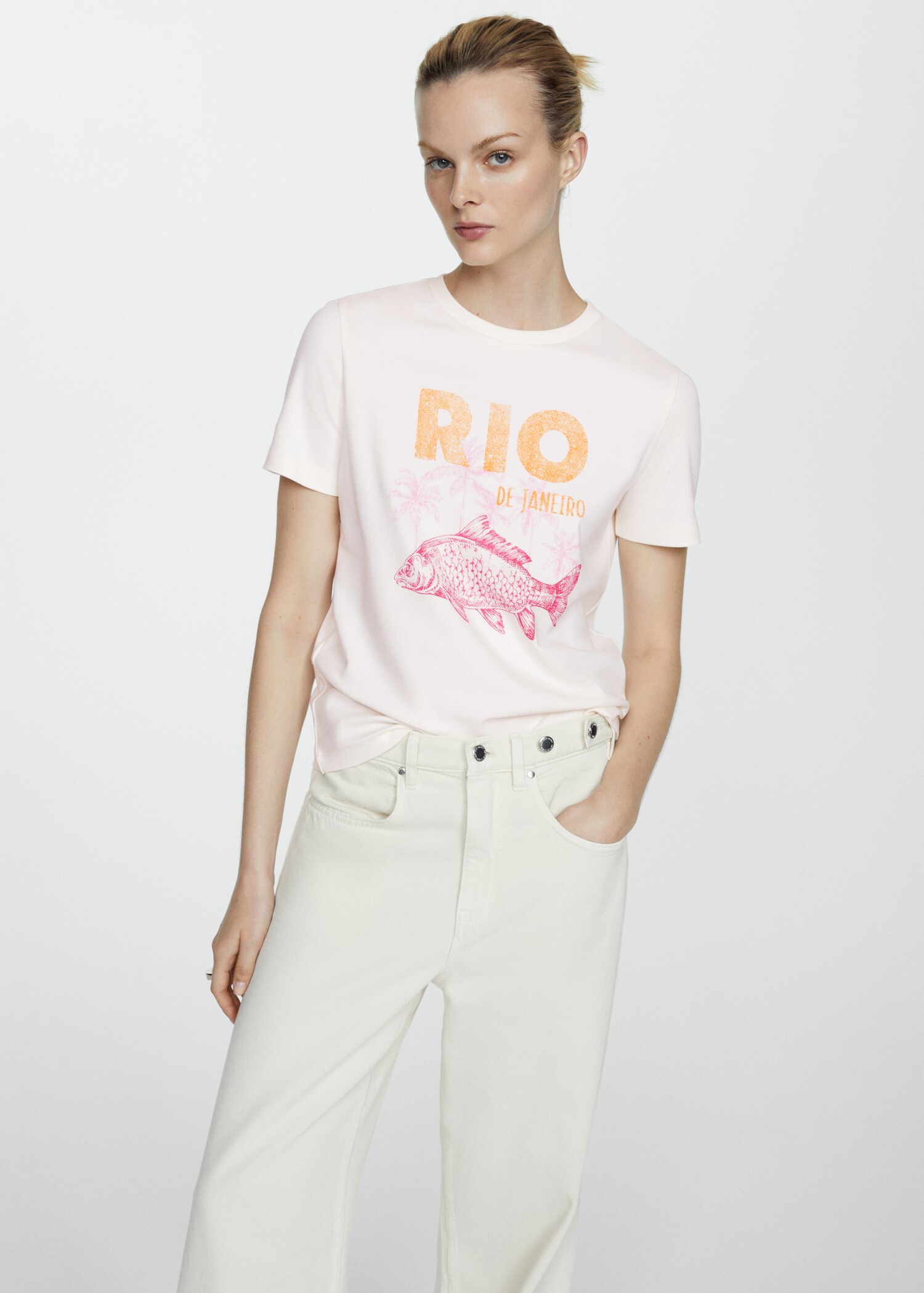 100% cotton t-shirt with printed message - Medium plane