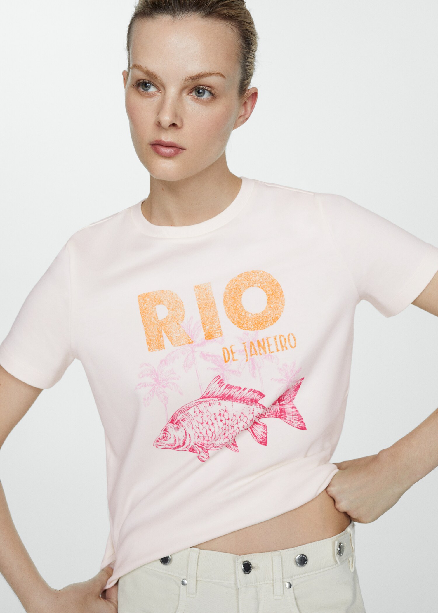 100% cotton t-shirt with printed message - Details of the article 1