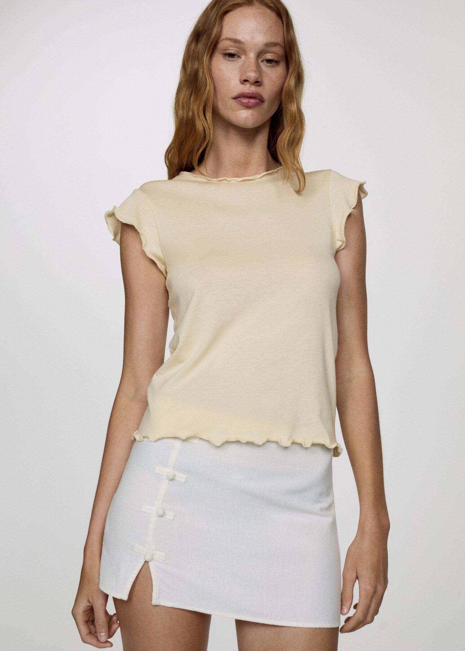 Modal t-shirt with scalloped ends - Medium plane