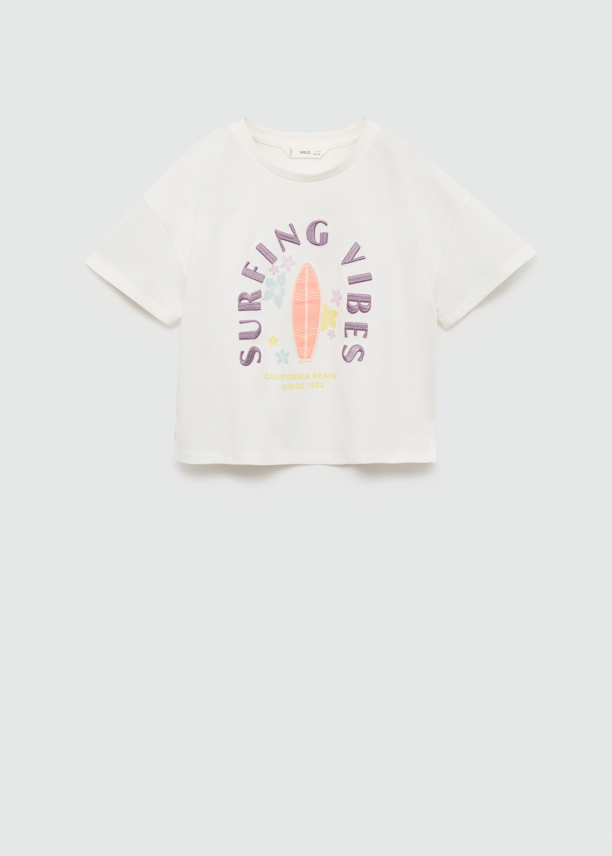 Embroidered message T-shirt - Article without model, Off White. Ref: 67007957-00.