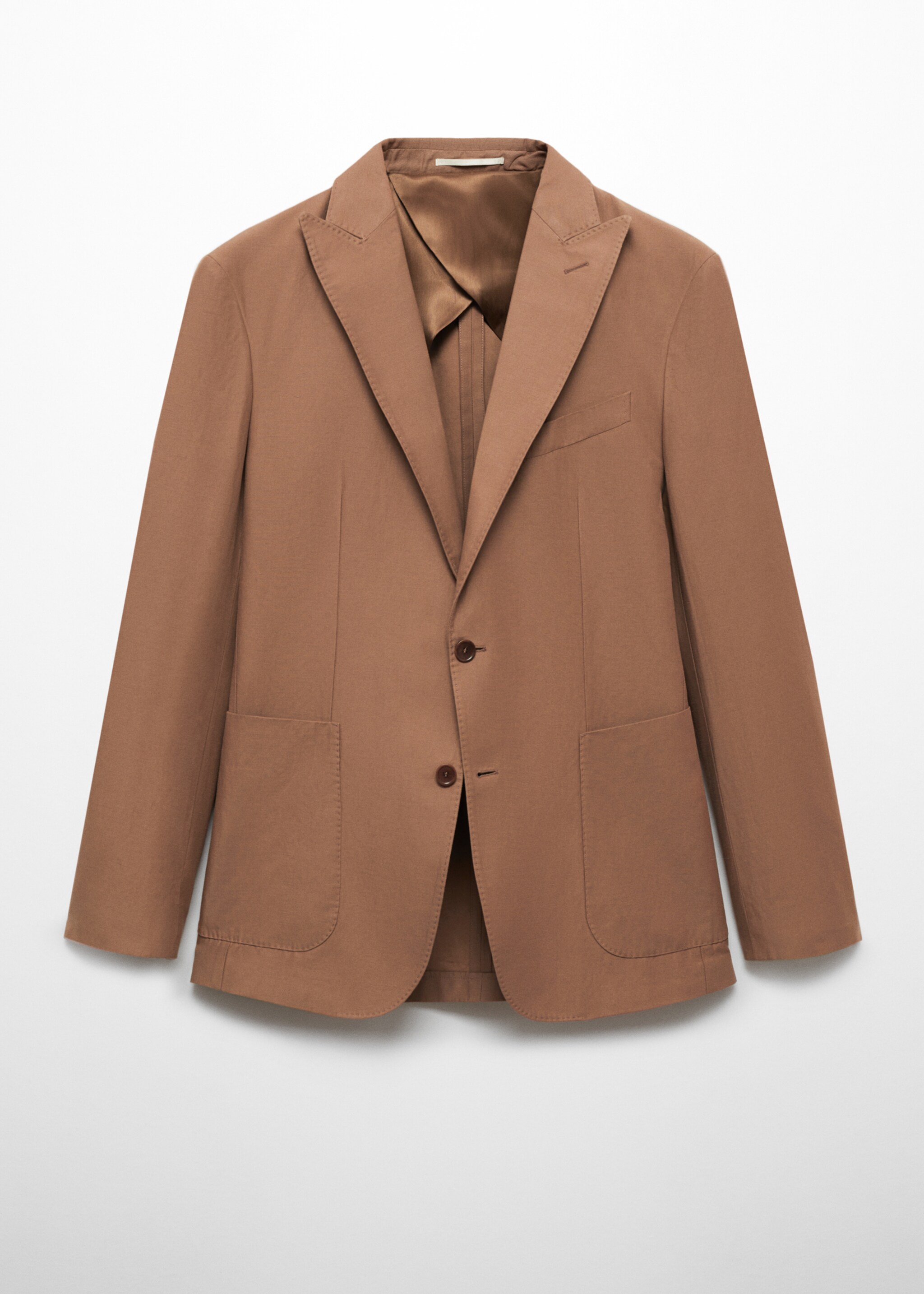 Marynarka garniturowa slim fit z mieszanki bawełny i lnu - Artykuł bez modela/modelki, Intensywny pomarańczowy. Ref: 67008271-00.