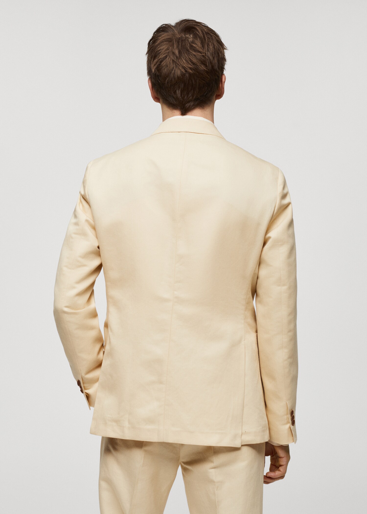 Cotton-linen double-breasted suit jacket - Reverse of the article