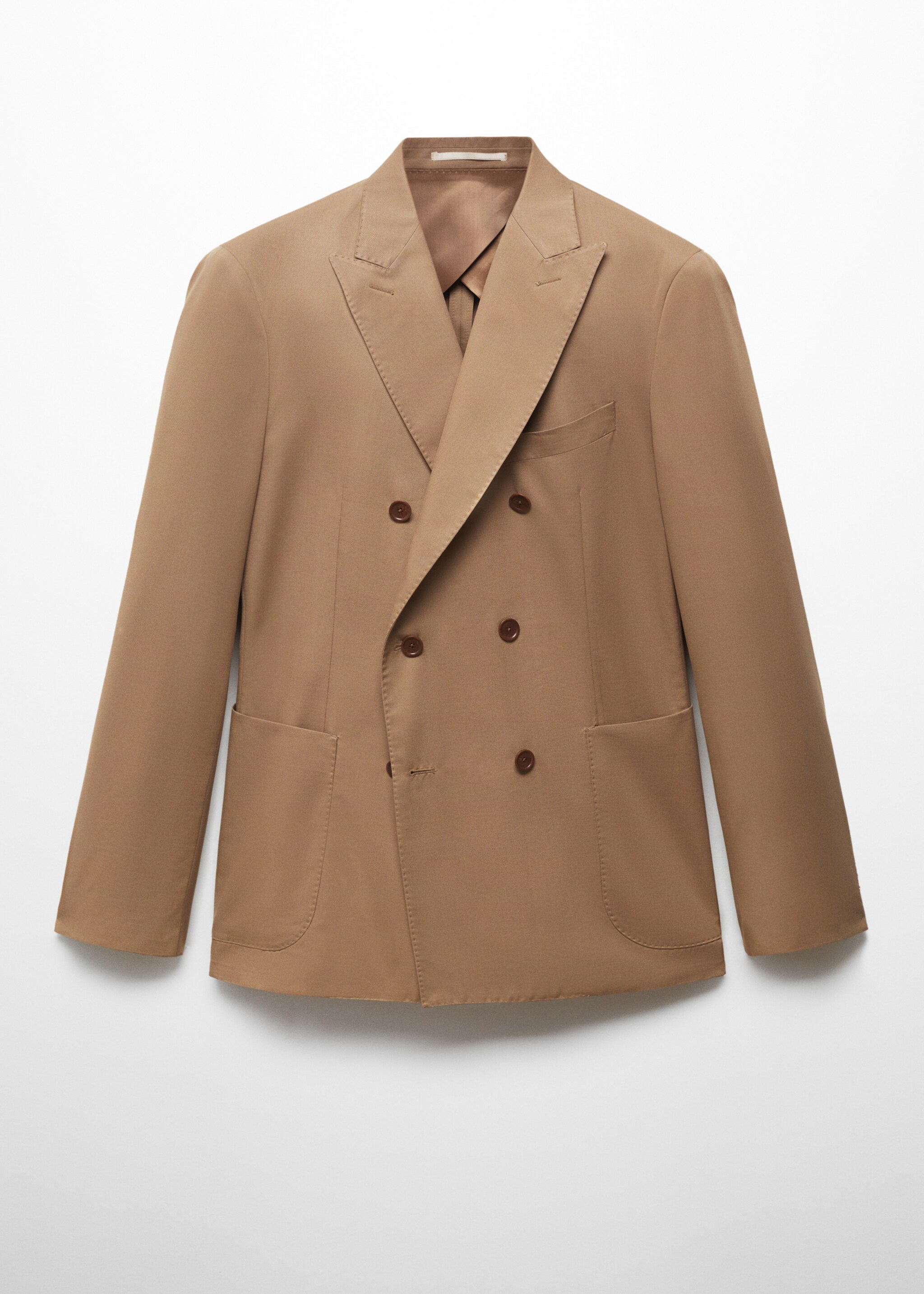 Virgin wool double-breasted suit jacket - Article without model, Brown. Ref: 67008273-00.