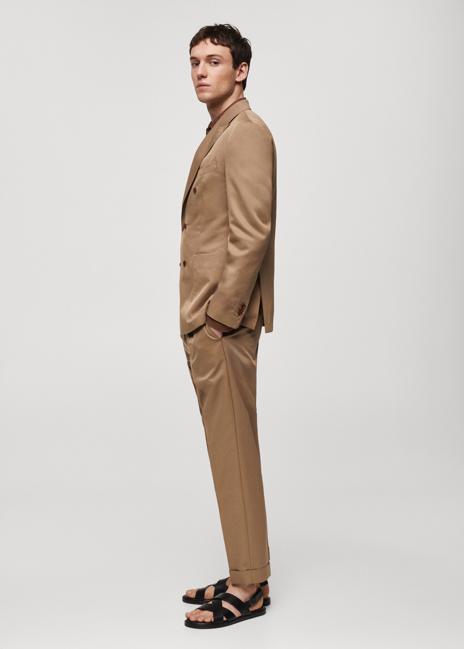 Virgin wool double-breasted suit jacket - Details of the article 2