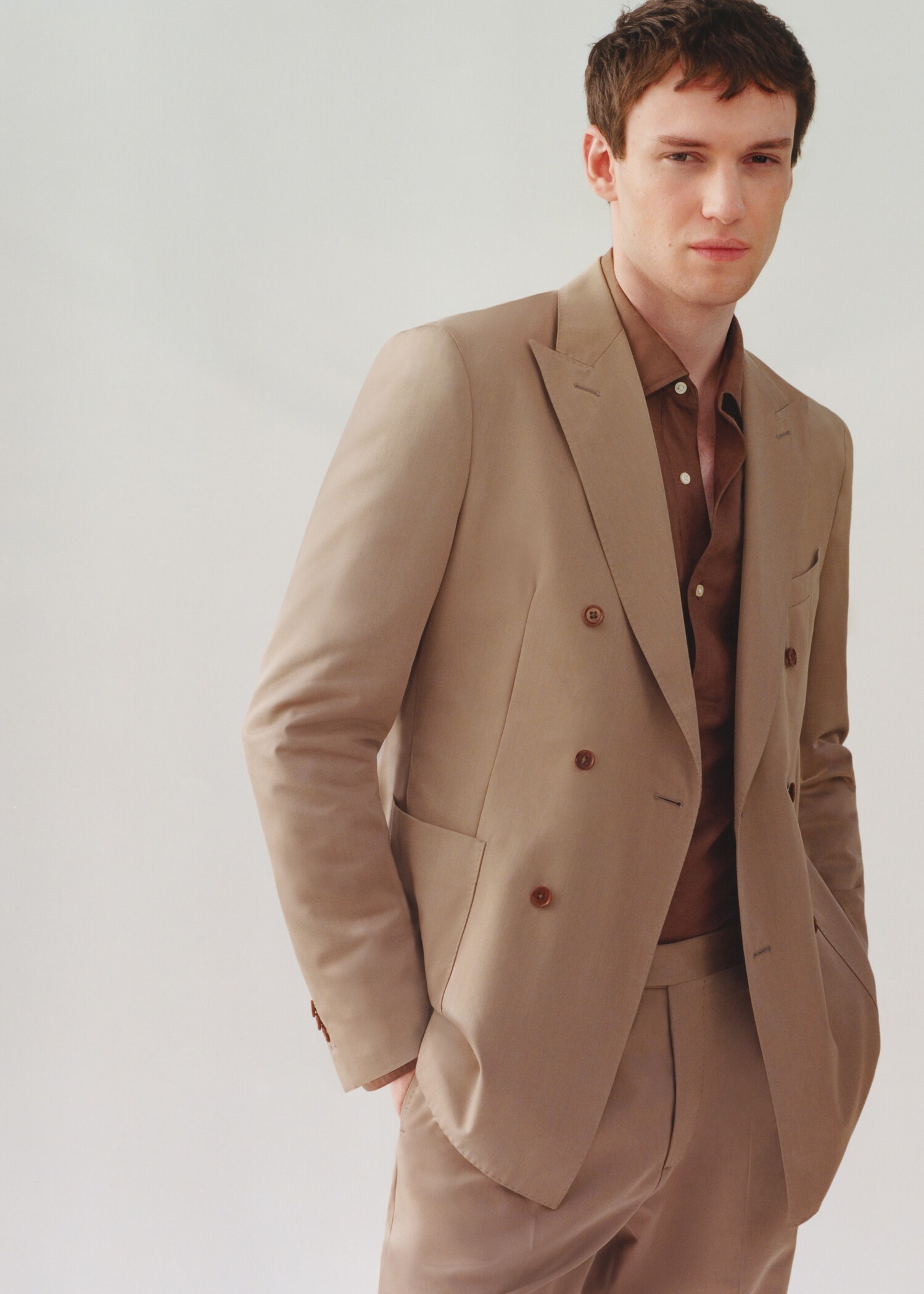 Virgin wool double-breasted suit jacket - Details of the article 3