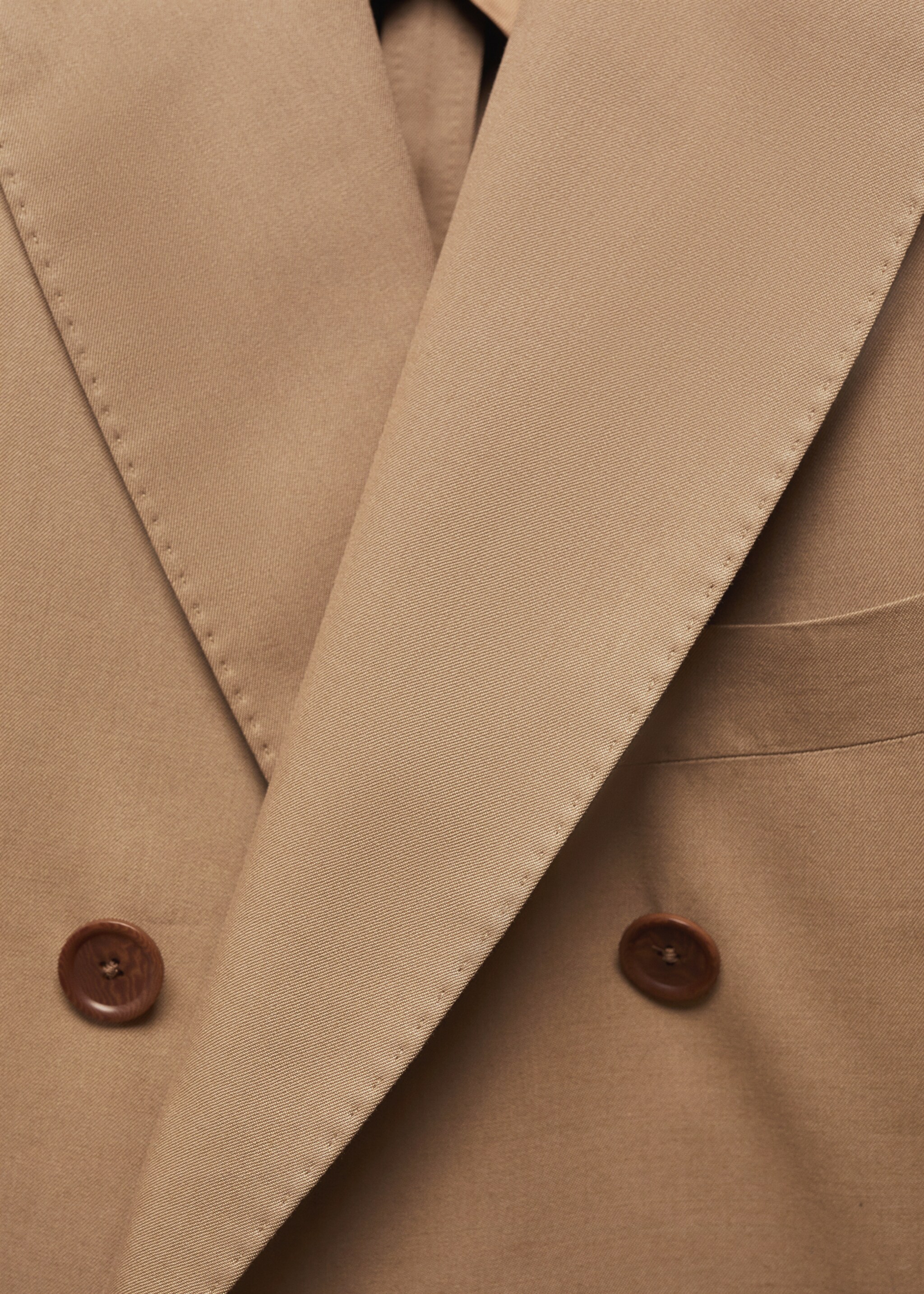 Virgin wool double-breasted suit jacket - Details of the article 8, Brown. Ref: 67008273-00.