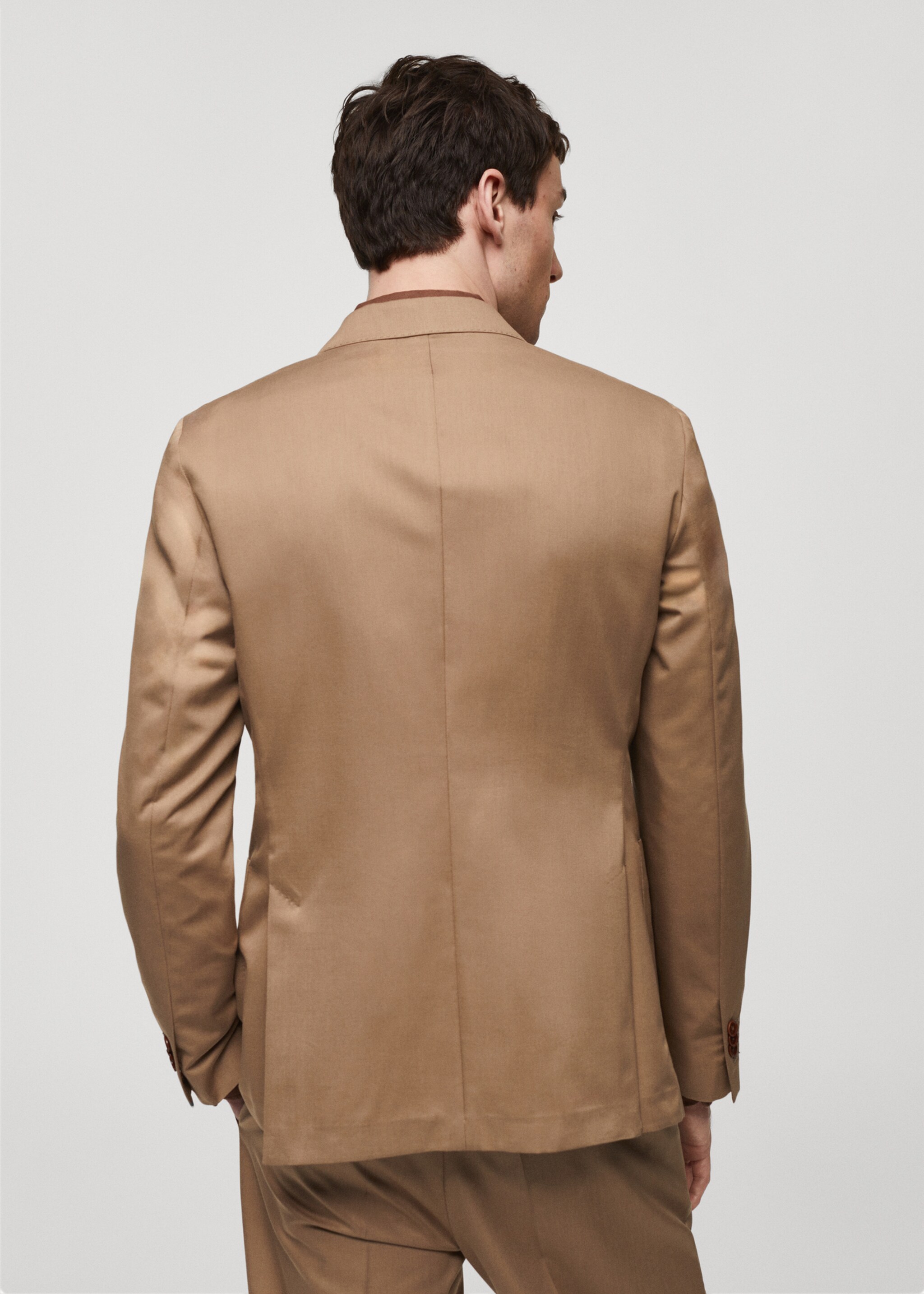 Virgin wool double-breasted suit jacket - Reverse of the article, Brown. Ref: 67008273-00.