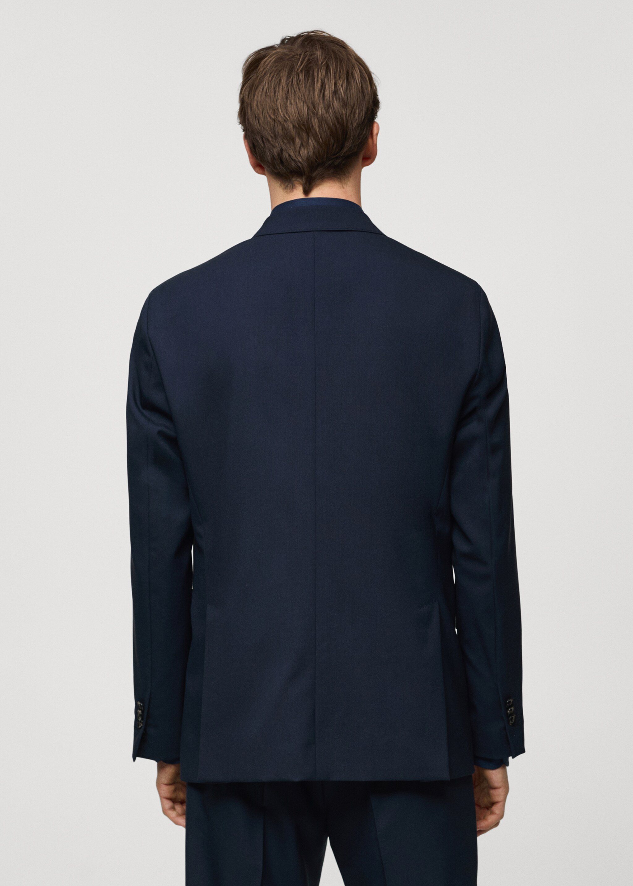 100% virgin wool slim-fit suit jacket - Reverse of the article, Dark Navy. Ref: 67008274-00.