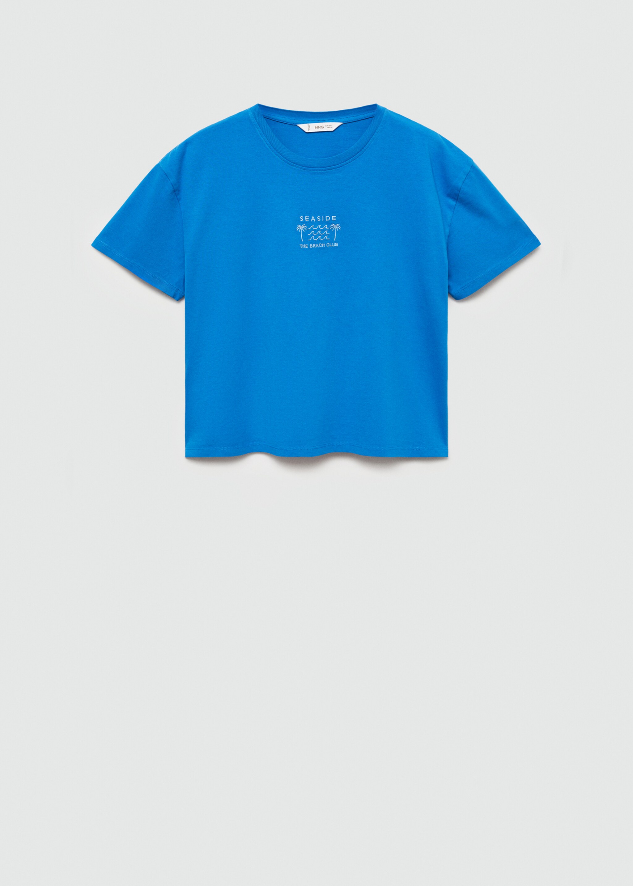 T-shirt message brodé - Article sans modèle, Bleu électrique. Ref: 67008278-00.