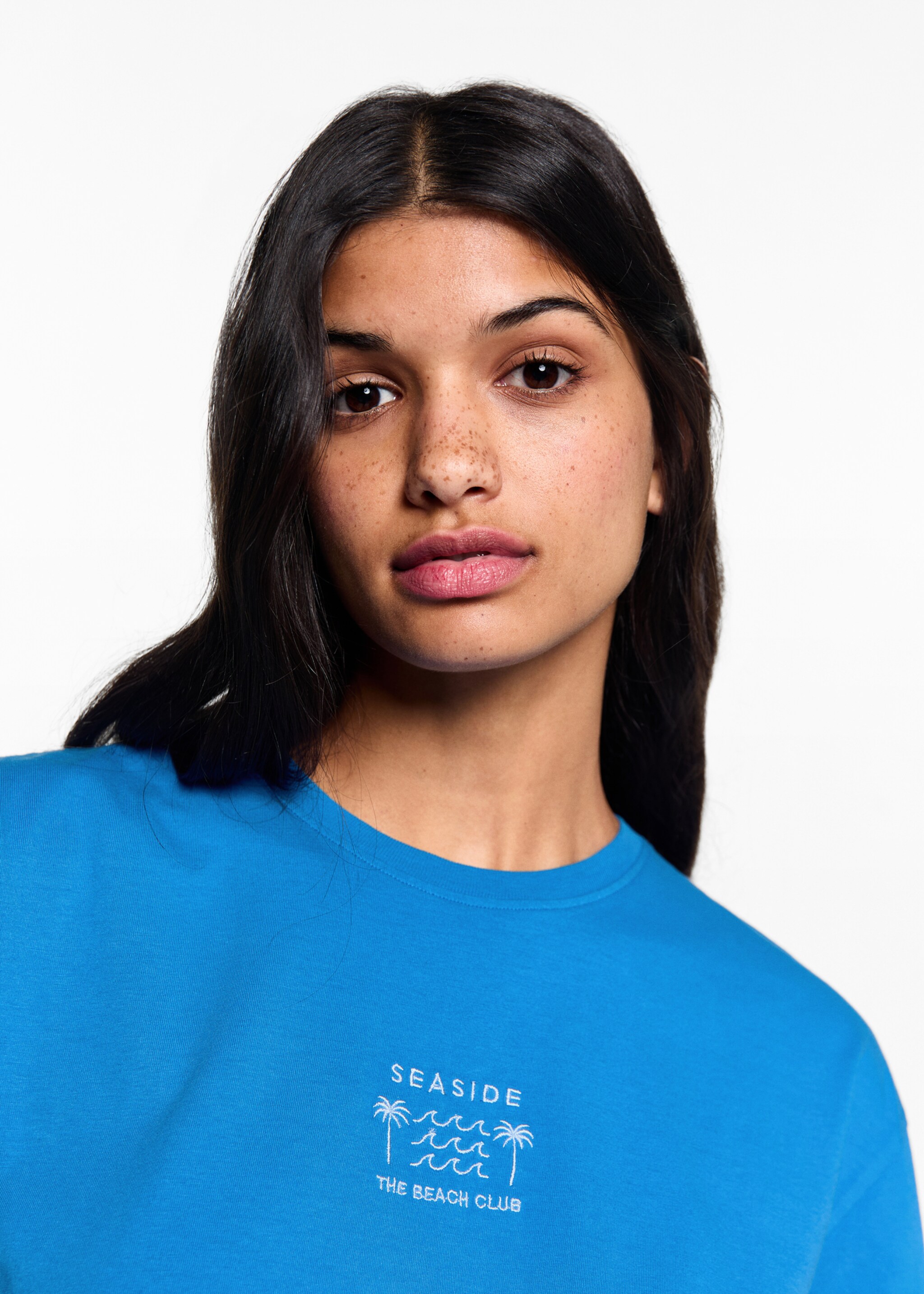 T-shirt message brodé - Détail de l'article 1, Bleu électrique. Ref: 67008278-00.