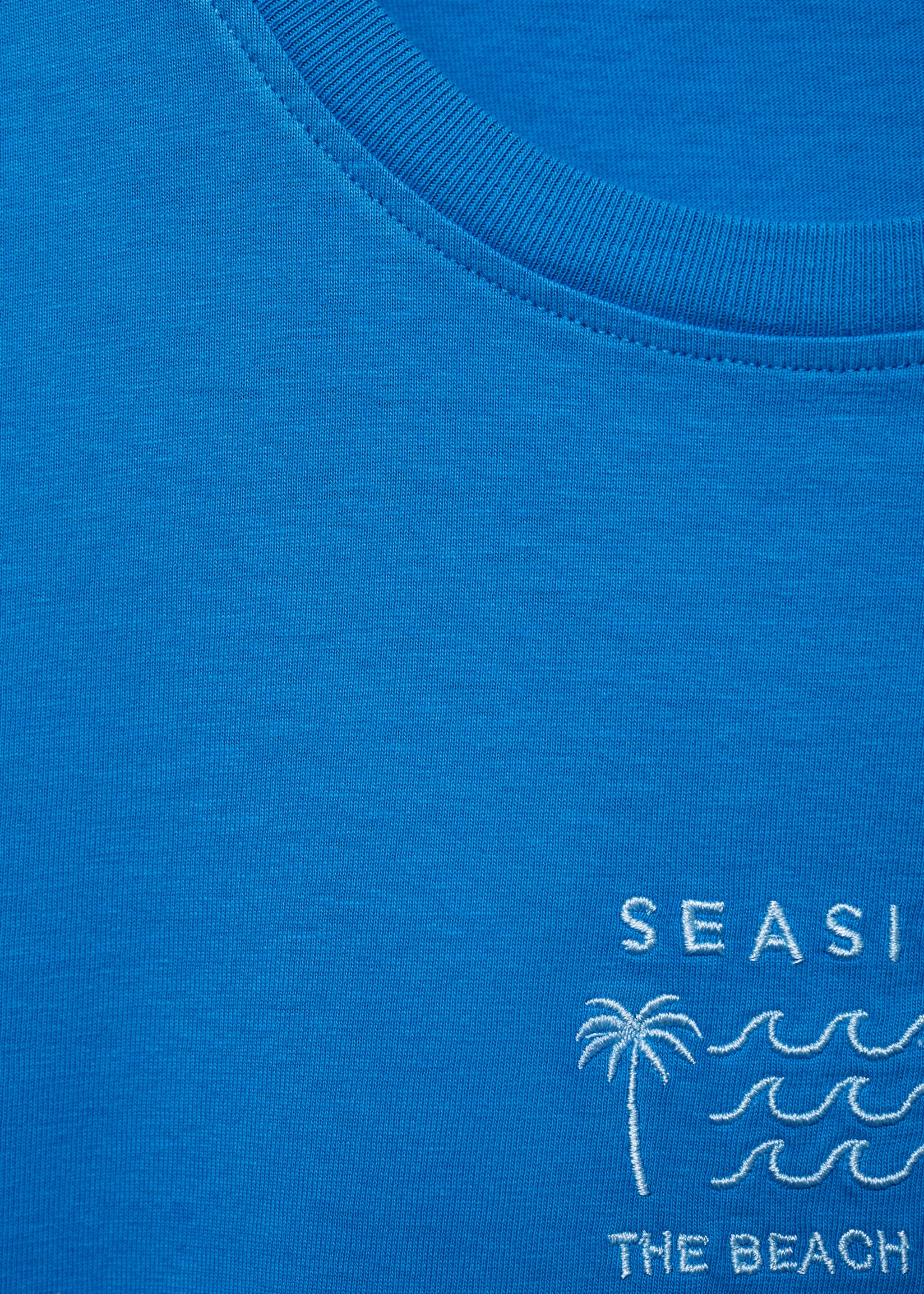 T-shirt message brodé - Détail de l'article 8, Bleu électrique. Ref: 67008278-00.