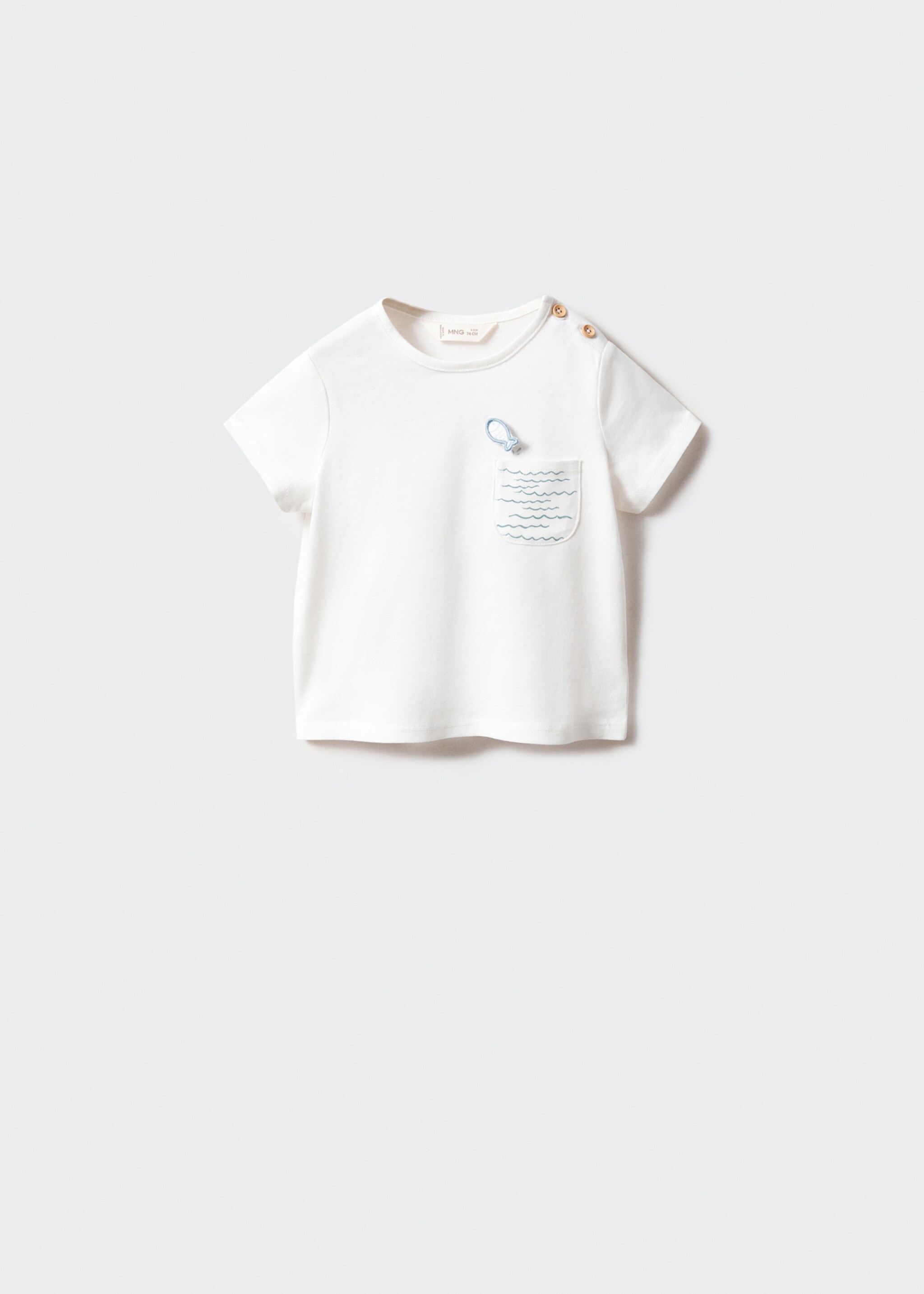 Chest-pocket printed T-shirt - Article without model, Off White. Ref: 67008280-00.