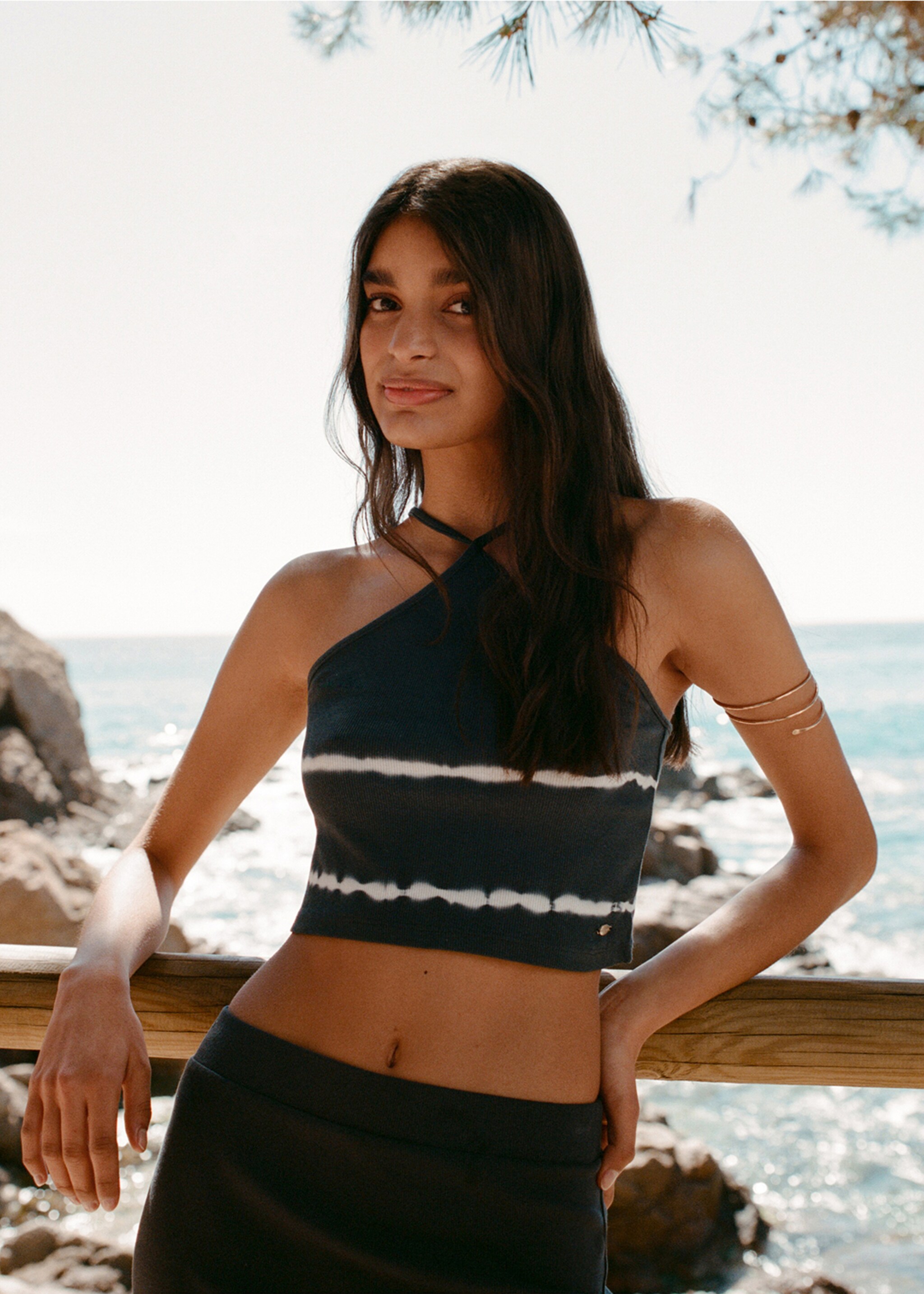 Tie-dye striped top - Details of the article 6, Dark Navy. Ref: 67008281-00.