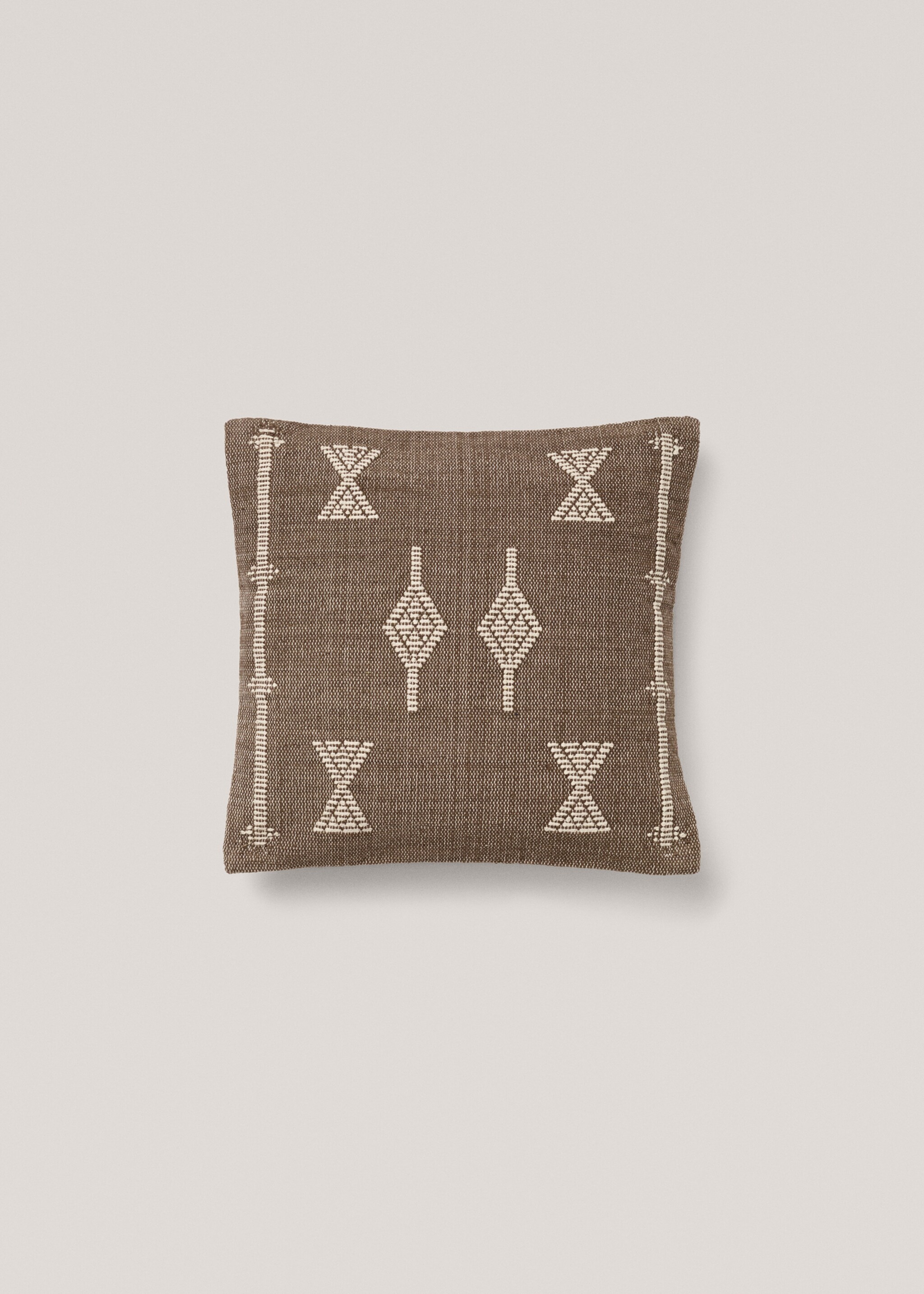 Geometriskt broderat kuddfodral 45x45cm - Artikel utan modell, Choklad. Ref: 67008640-00.