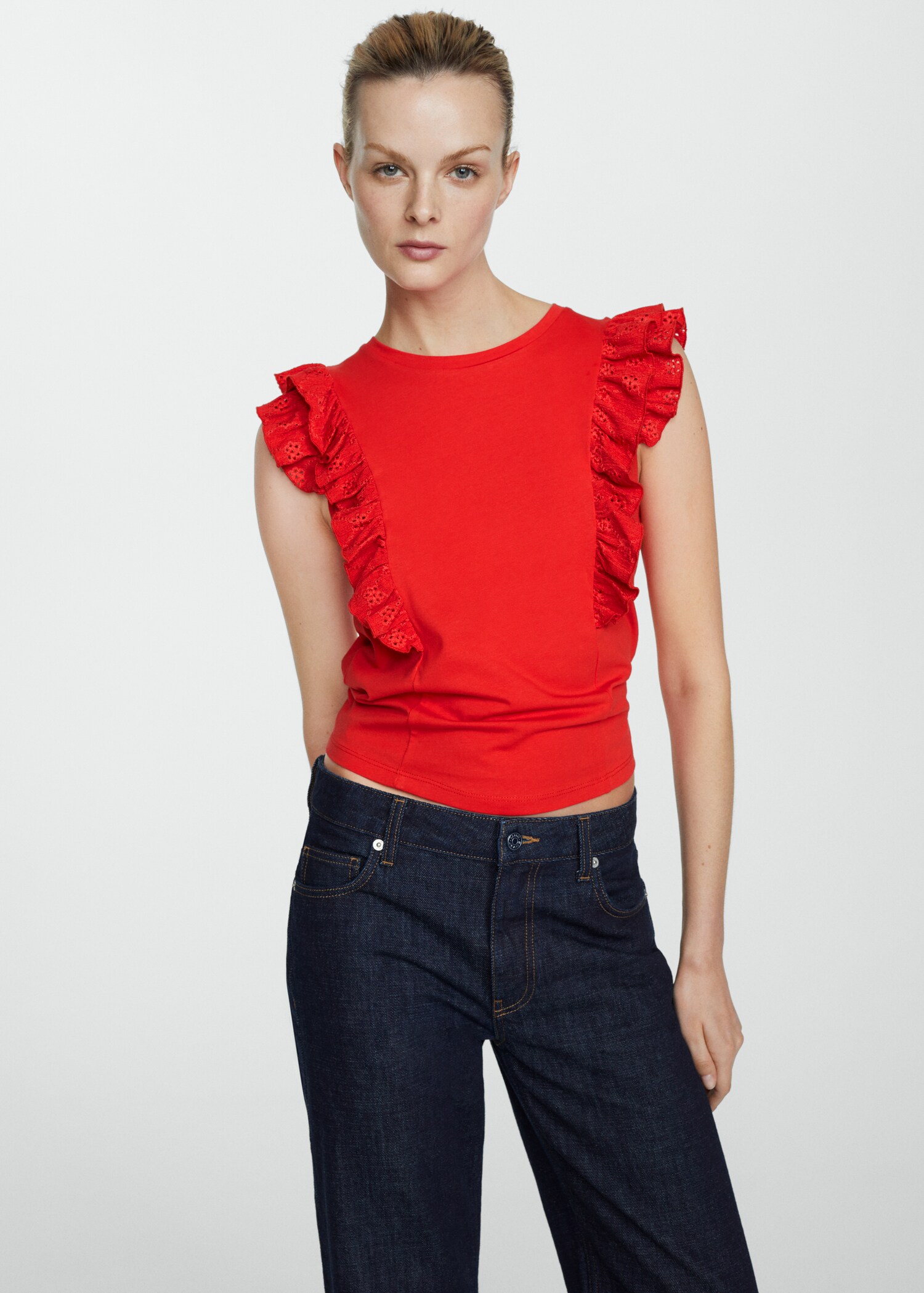 Frills cotton t-shirt - Medium plane