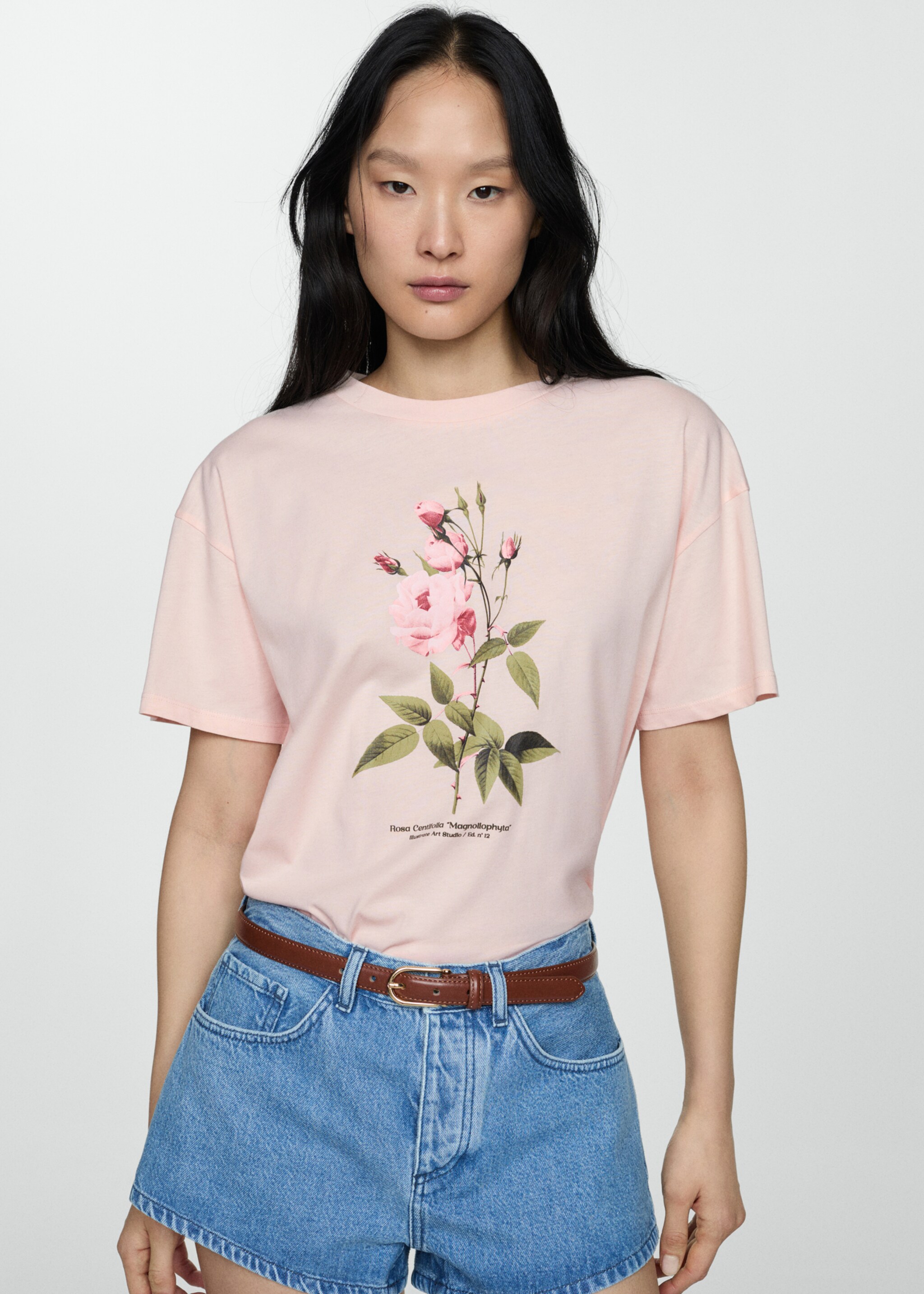 Printed cotton-blend t-shirt - Medium plane