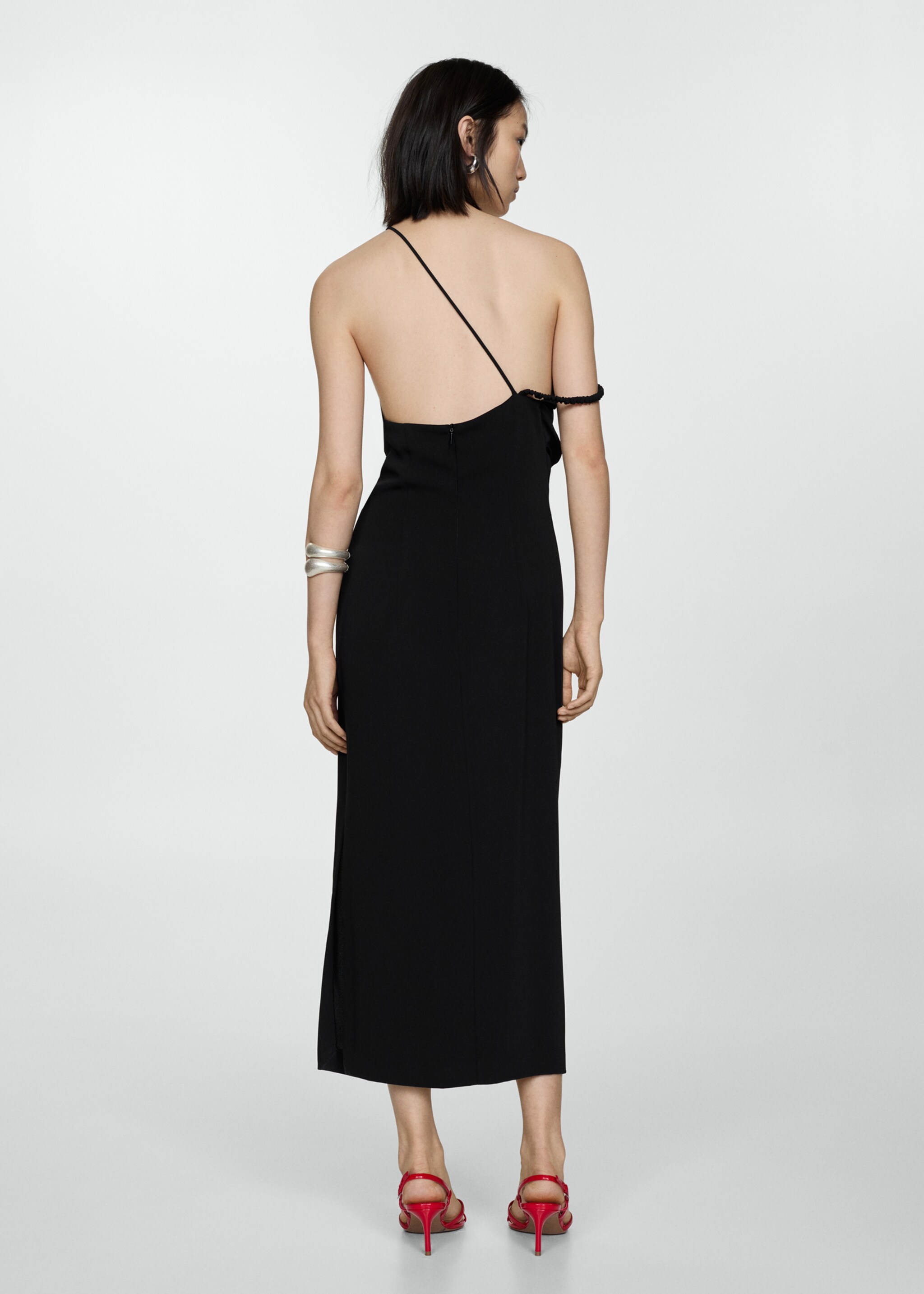 Asymmetric neckline dress - Reverse of the article
