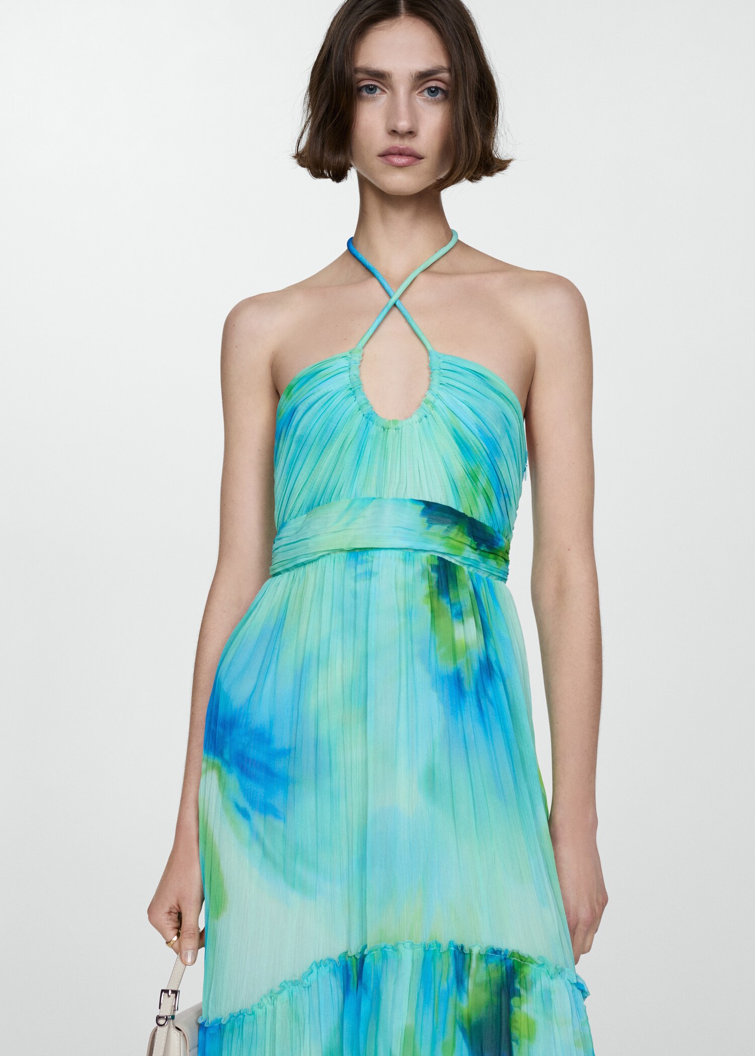Printed halter-neck dress - Medium plane