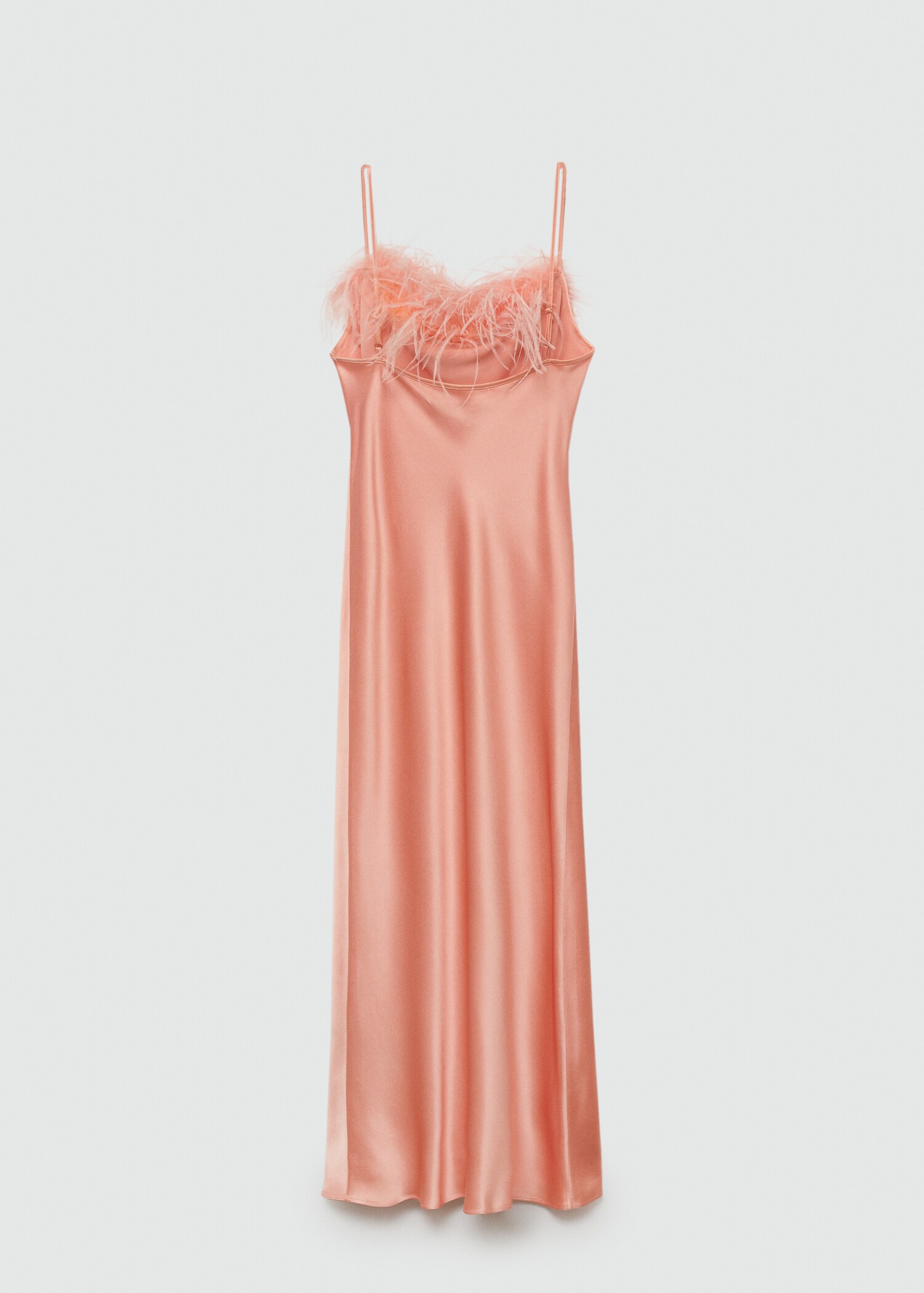 Satin dress with feather detail - Reverse of the article