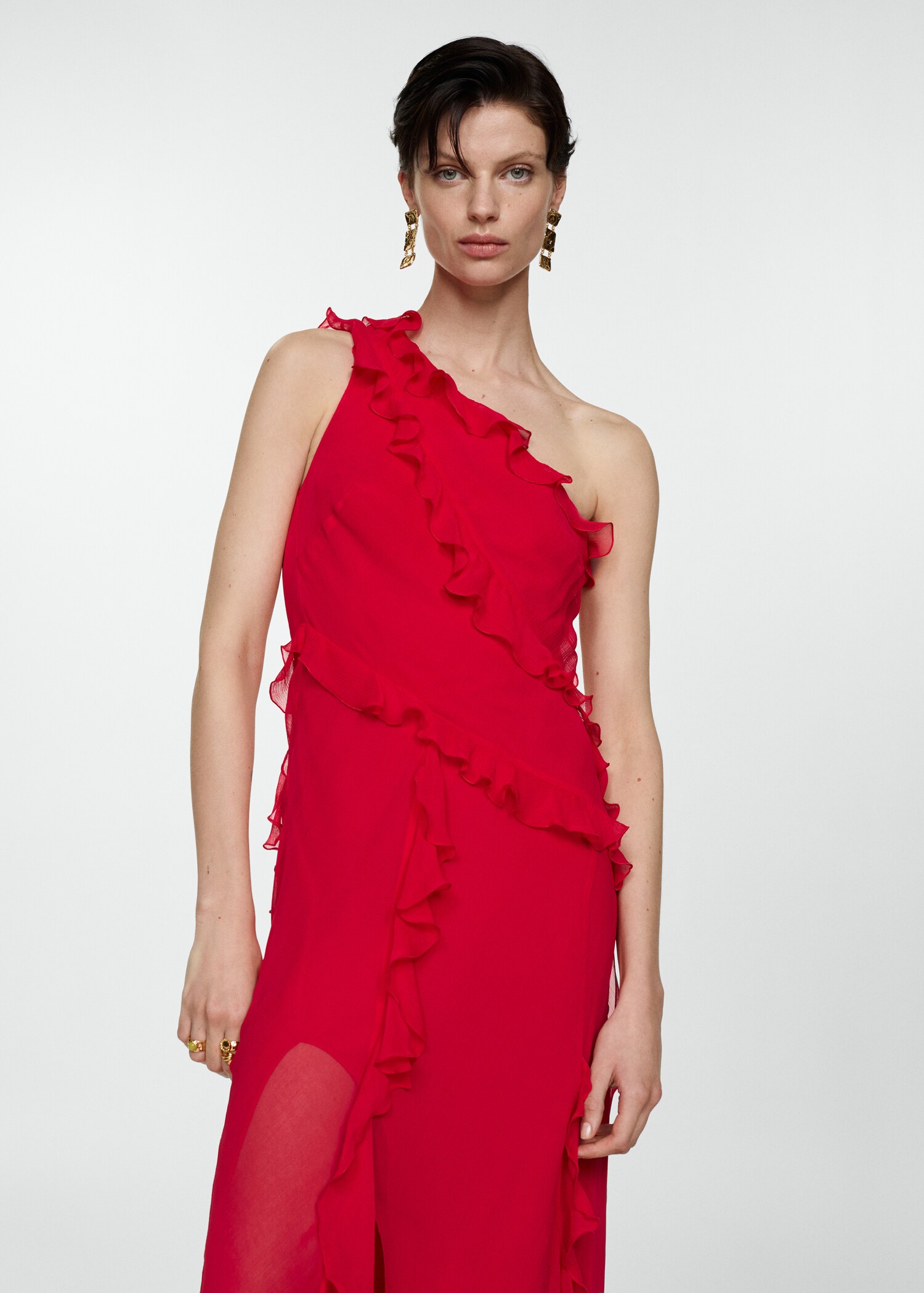Asymmetrisches Rüschenkleid - Mittlere Ansicht