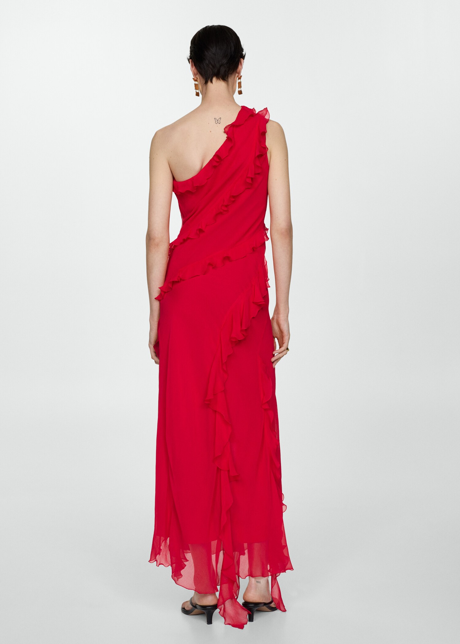 Asymmetrisches Rüschenkleid - Rückseite des Artikels