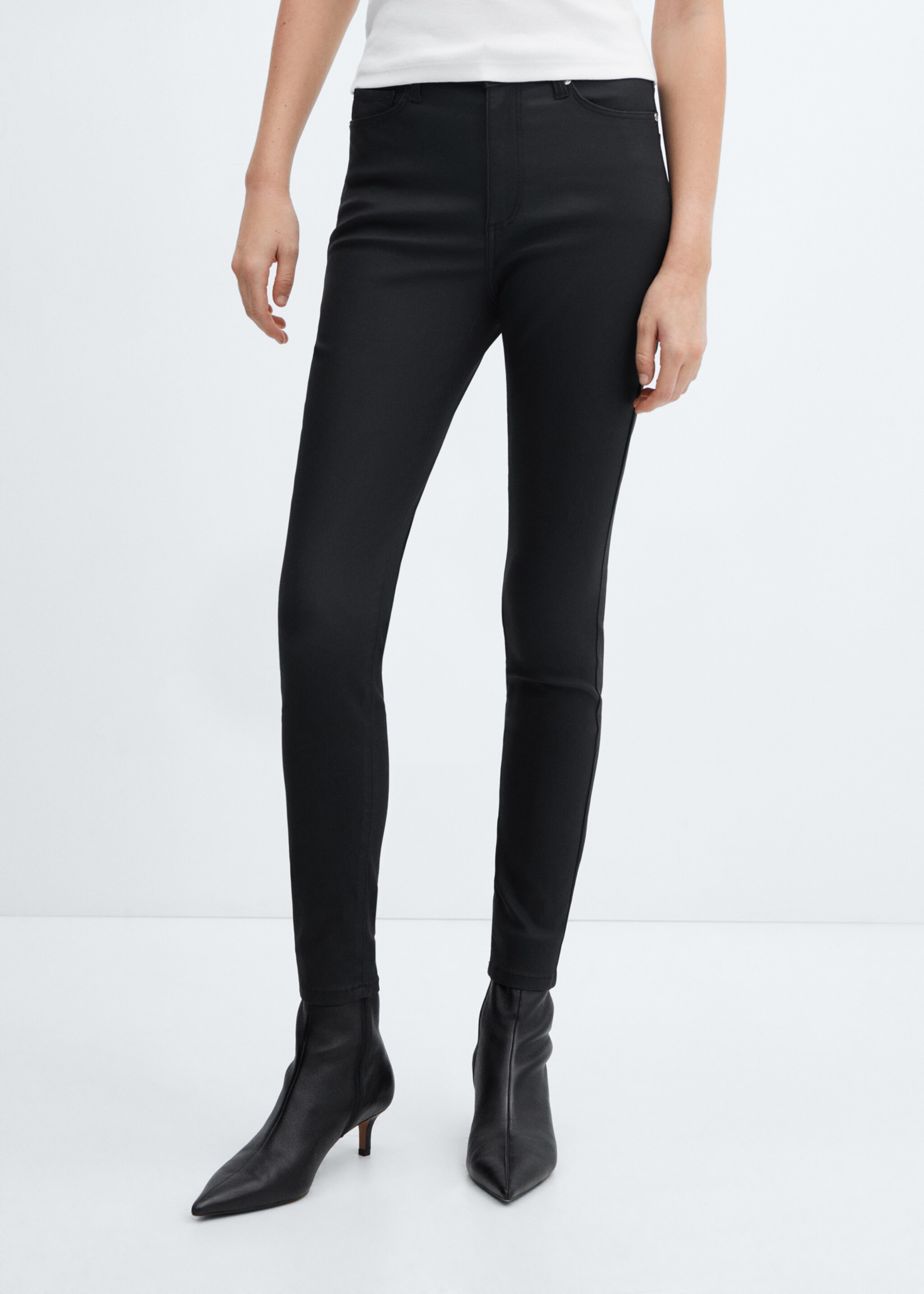 Skinny Coated-Jeans mit hohem Bund - Mittlere Ansicht