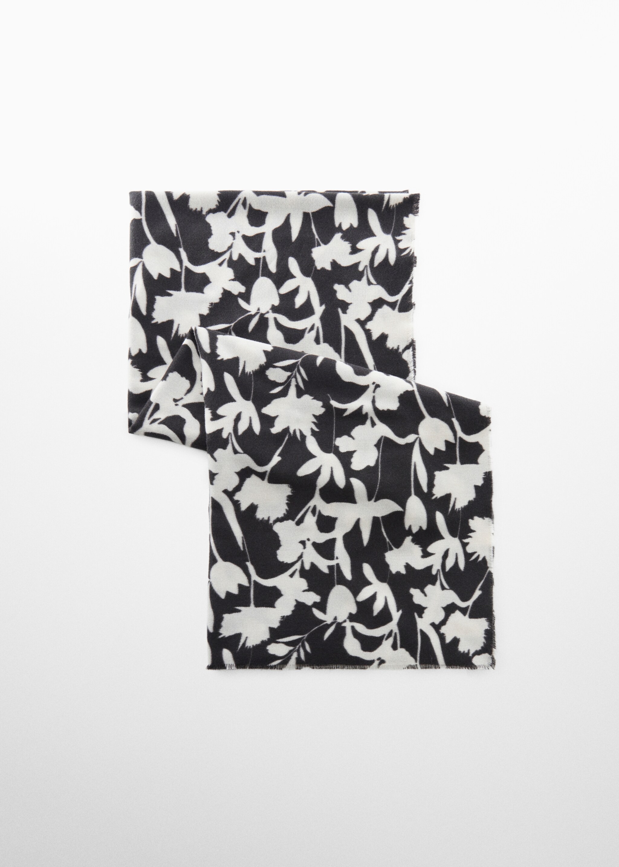 Floral print scarf - Article without model, Black. Ref: 67010282-00.