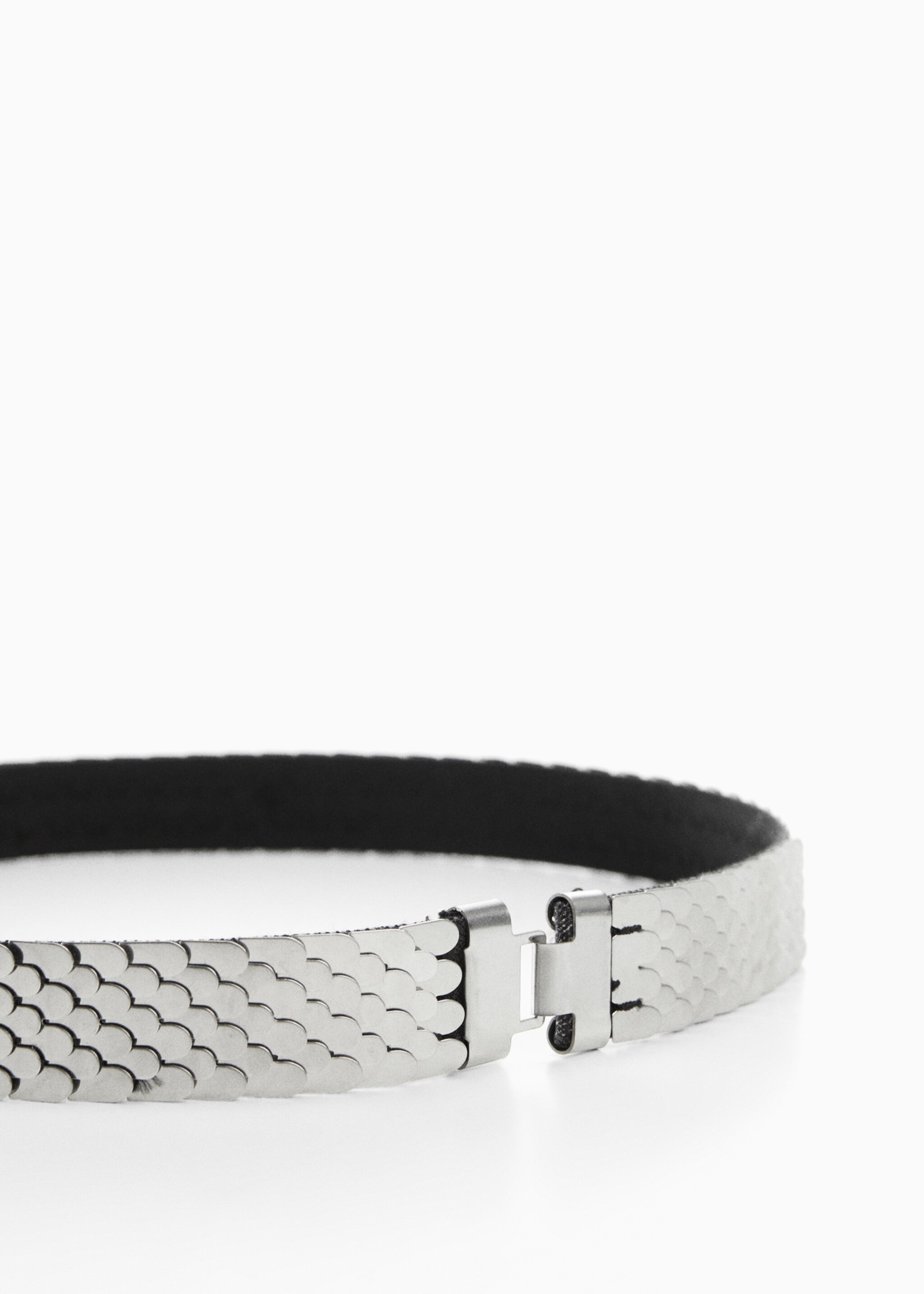 Metall appliqué bälte - Bild av mittparti, Silverfärgad. Ref: 67010376-00.