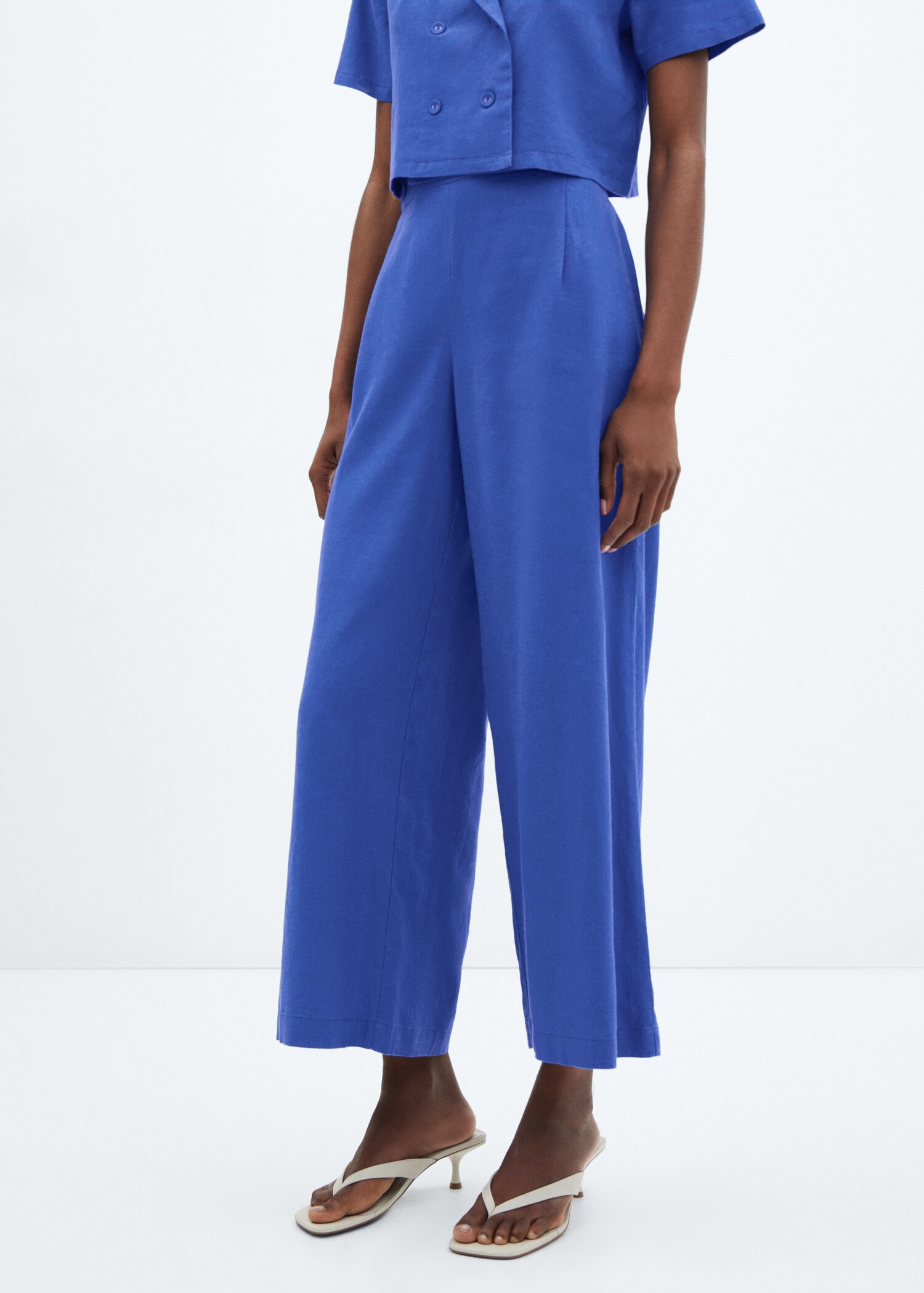Wideleg linen trousers - Medium plane