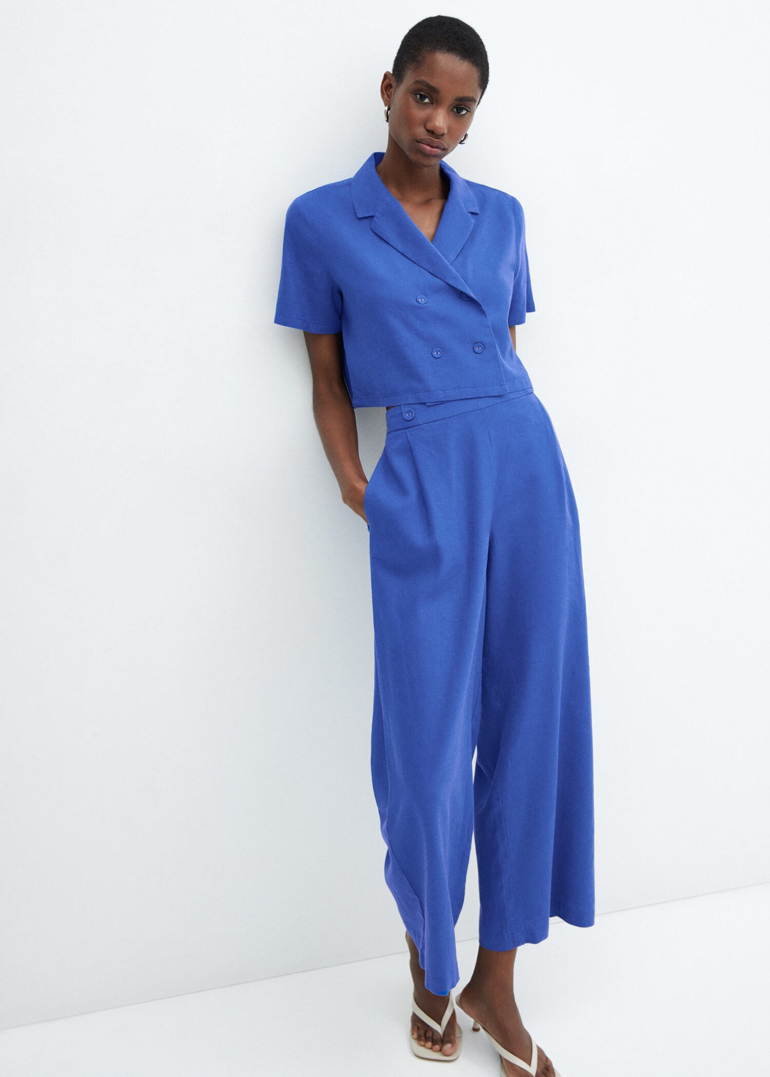 Wideleg linen trousers - Details of the article 2