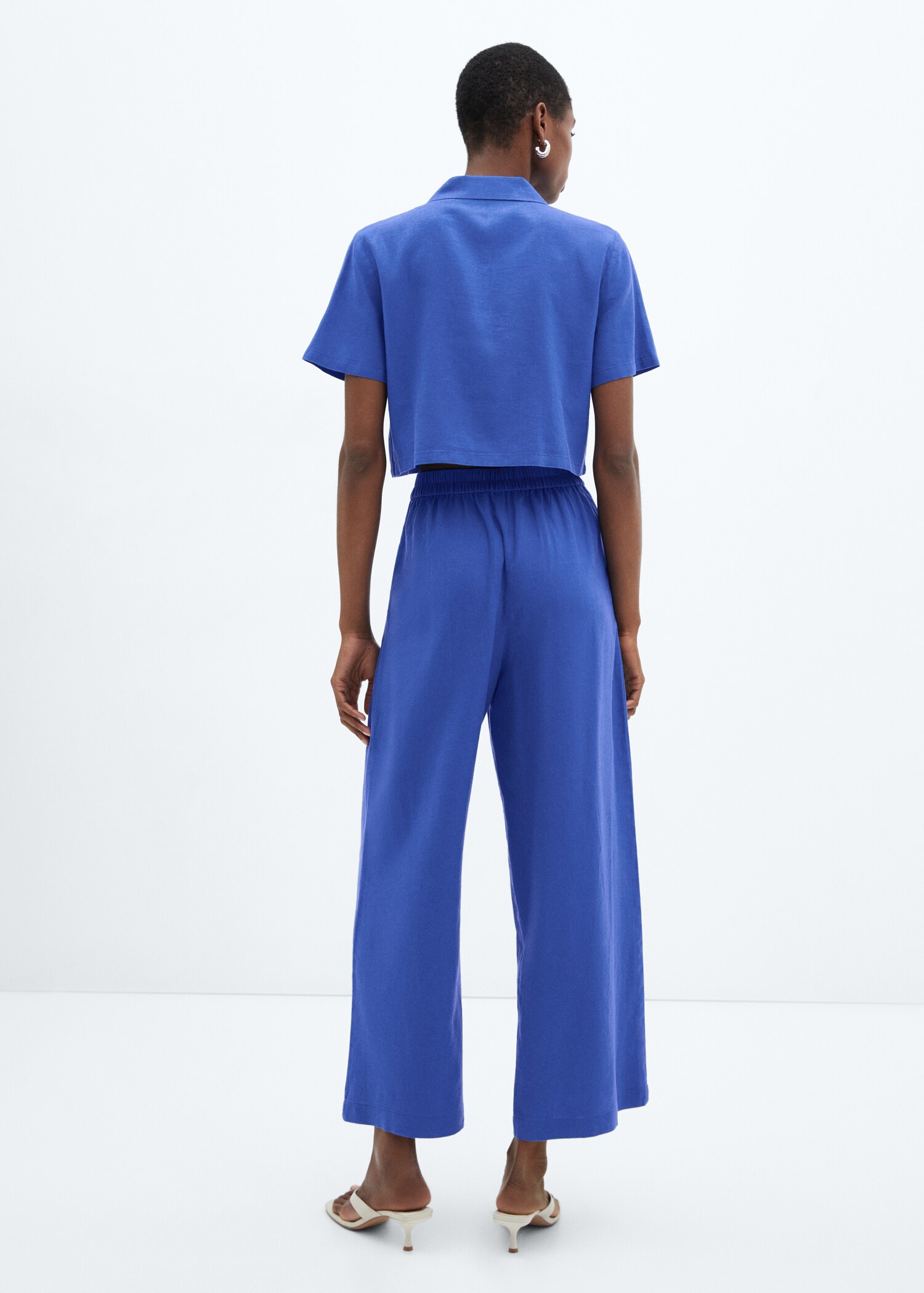Wideleg linen trousers - Reverse of the article