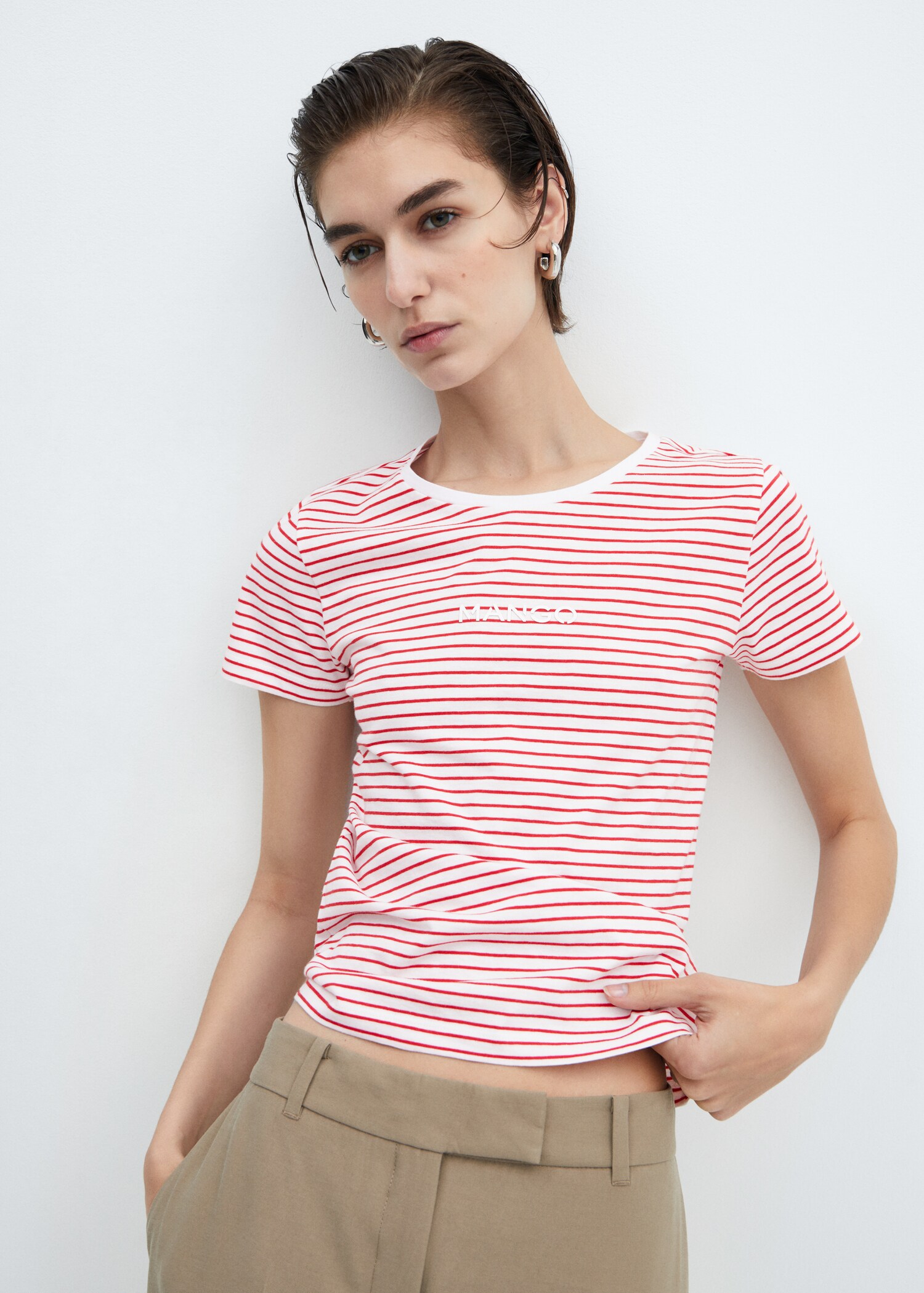 Striped logo T-shirt - Medium plane