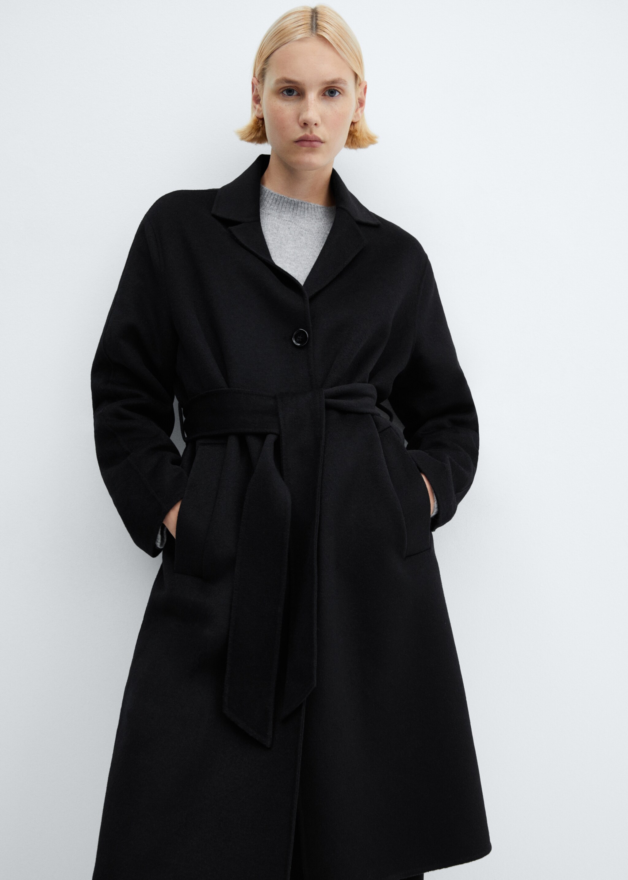 Wool coat with handmade belt - Medium plane