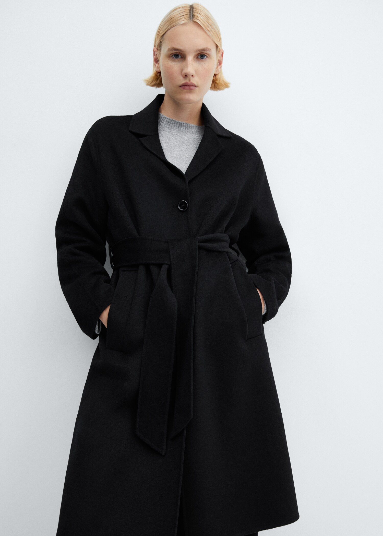 Wool coat with handmade belt - Medium plane