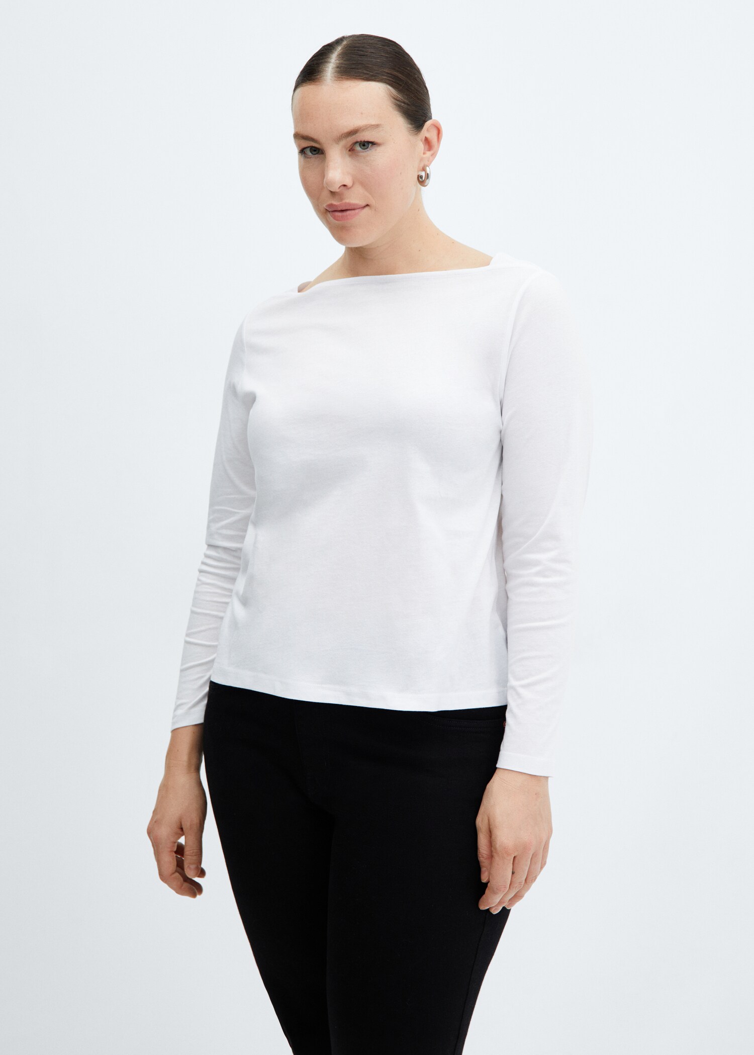 Cotton boat neck t-shirt - Details of the article 5