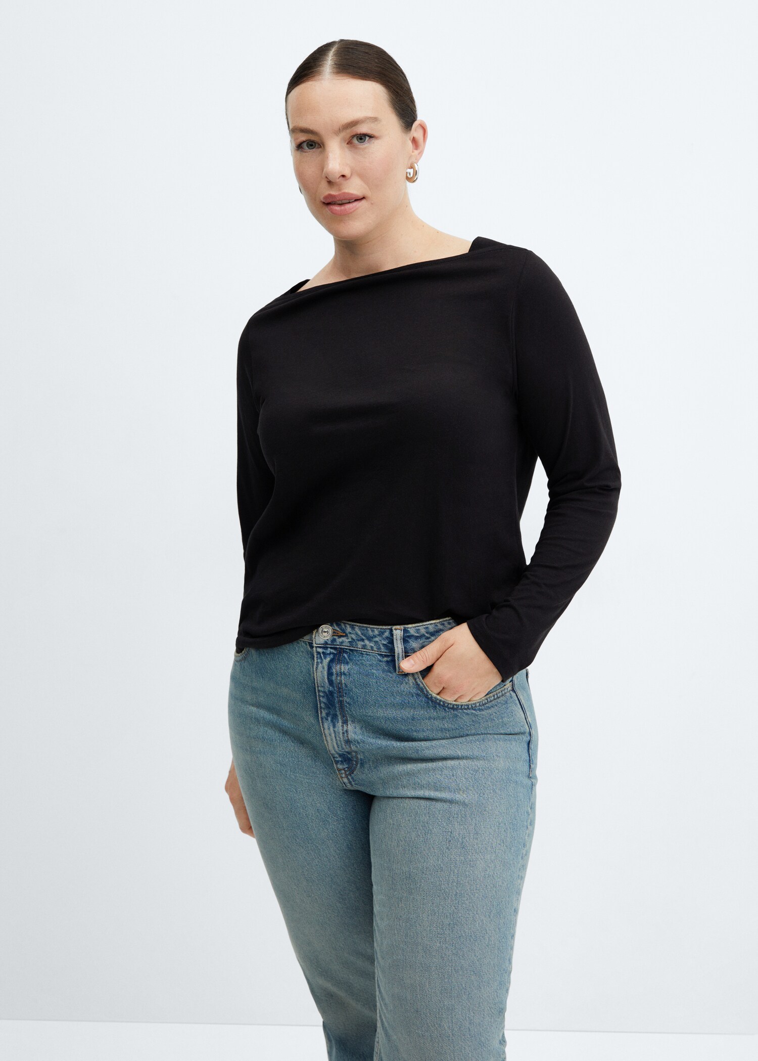 Cotton boat neck t-shirt - Details of the article 5