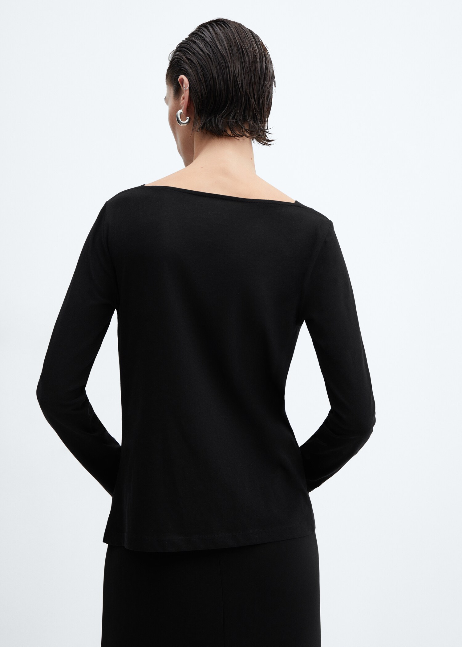 Cotton boat neck t-shirt - Reverse of the article