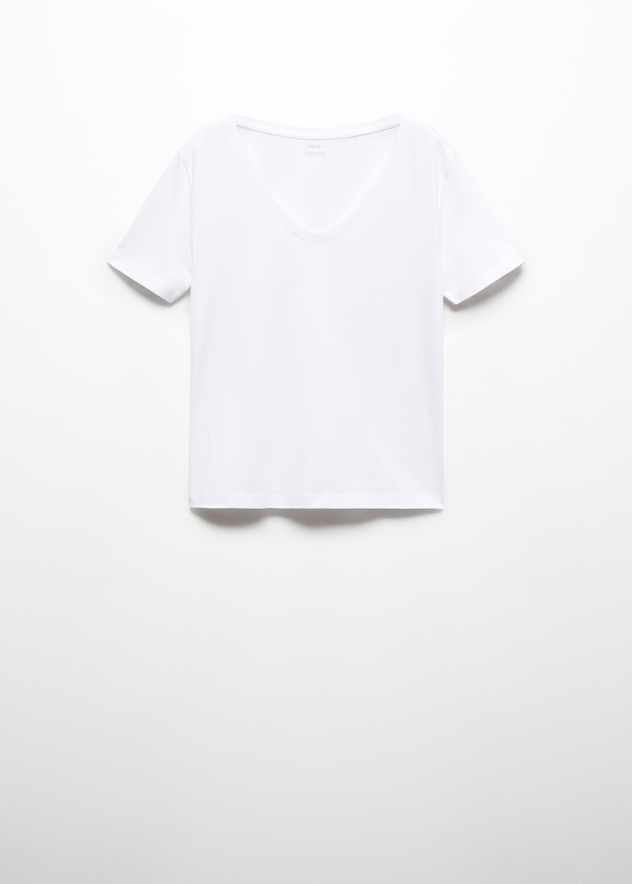 Camiseta algodón cuello pico - Artículo sin modelo, Blanco. Ref: 67010466-00.