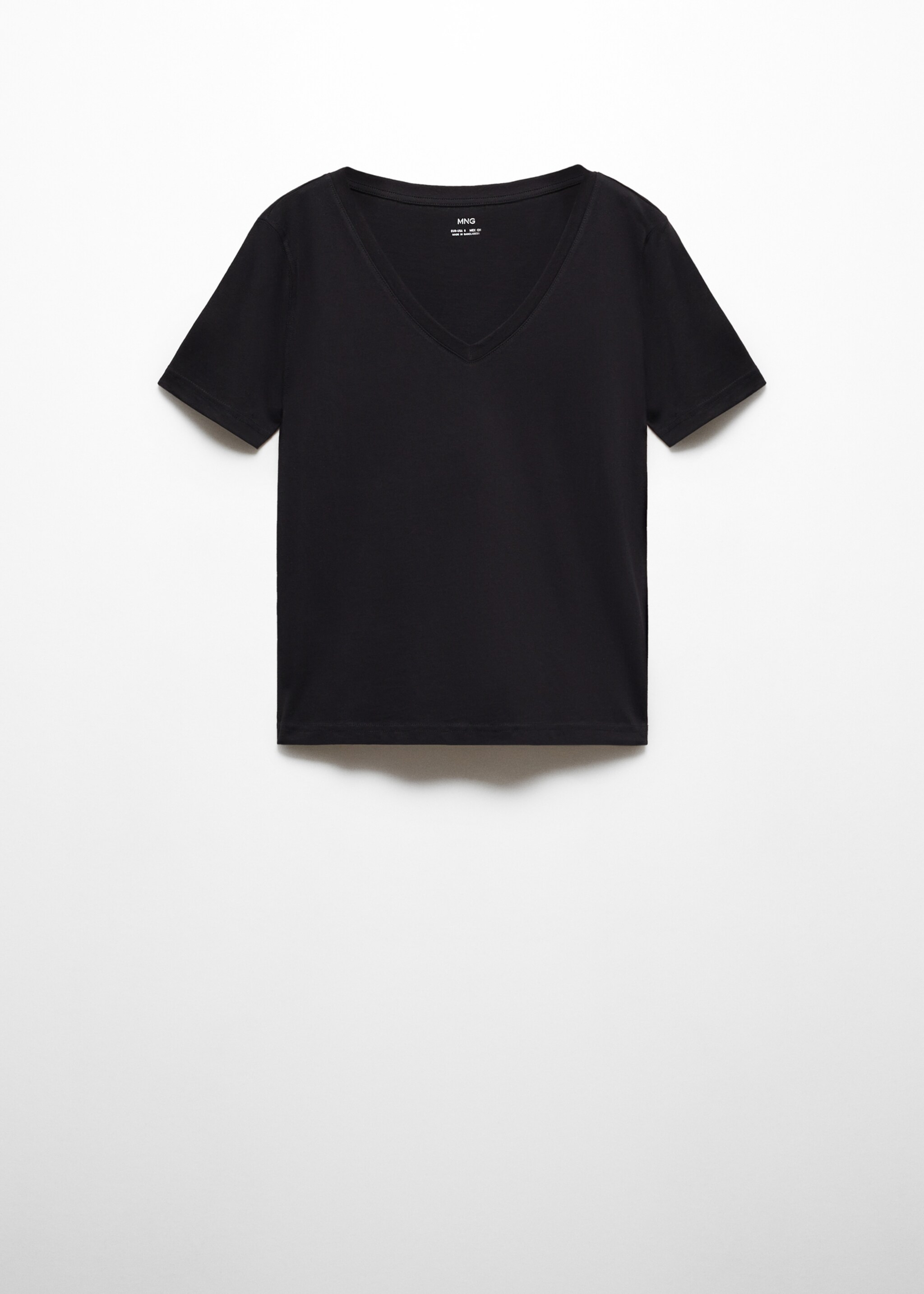 V-neck cotton T-shirt - Article without model, Black. Ref: 67010466-00.