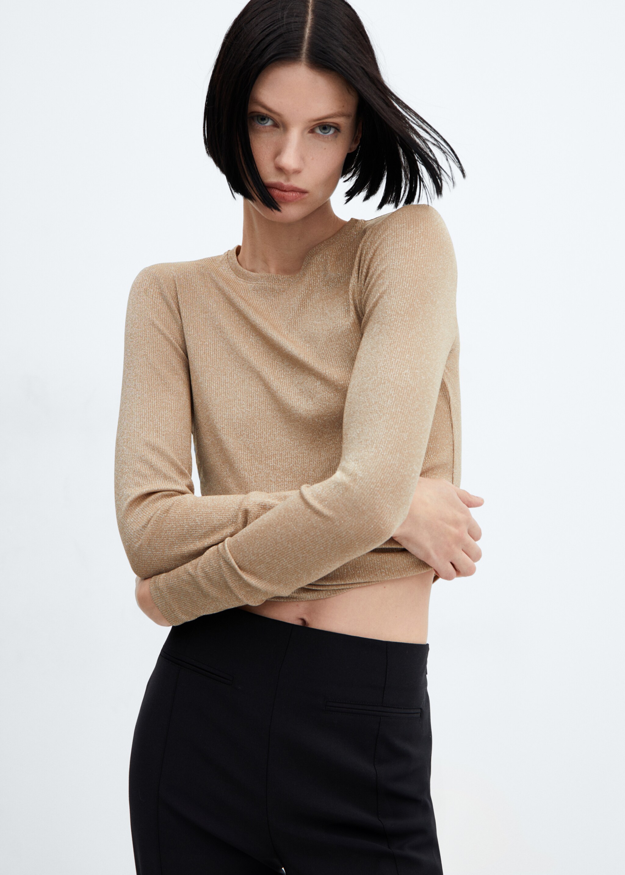 Long-sleeved lurex t-shirt - Medium plane