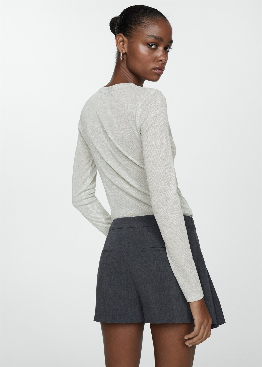 売れ筋商品|||ビーヤング Tシャツ レディース トップス BYSHILOH - Long sleeved top - silver mix Long-sleeved lurex t-shirt - Women | MANGO OUTLET USA