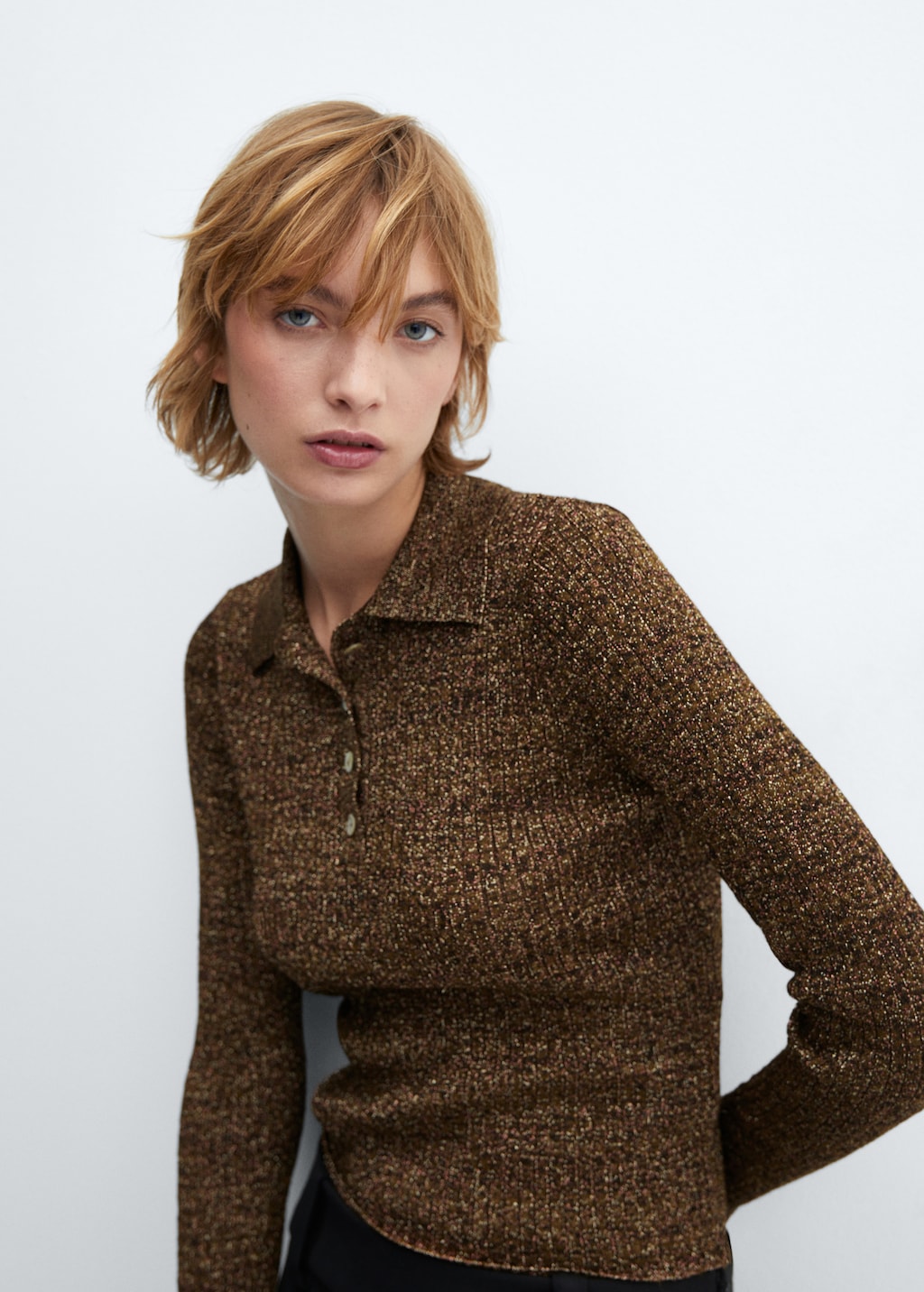 Lurex polo neck sweater
